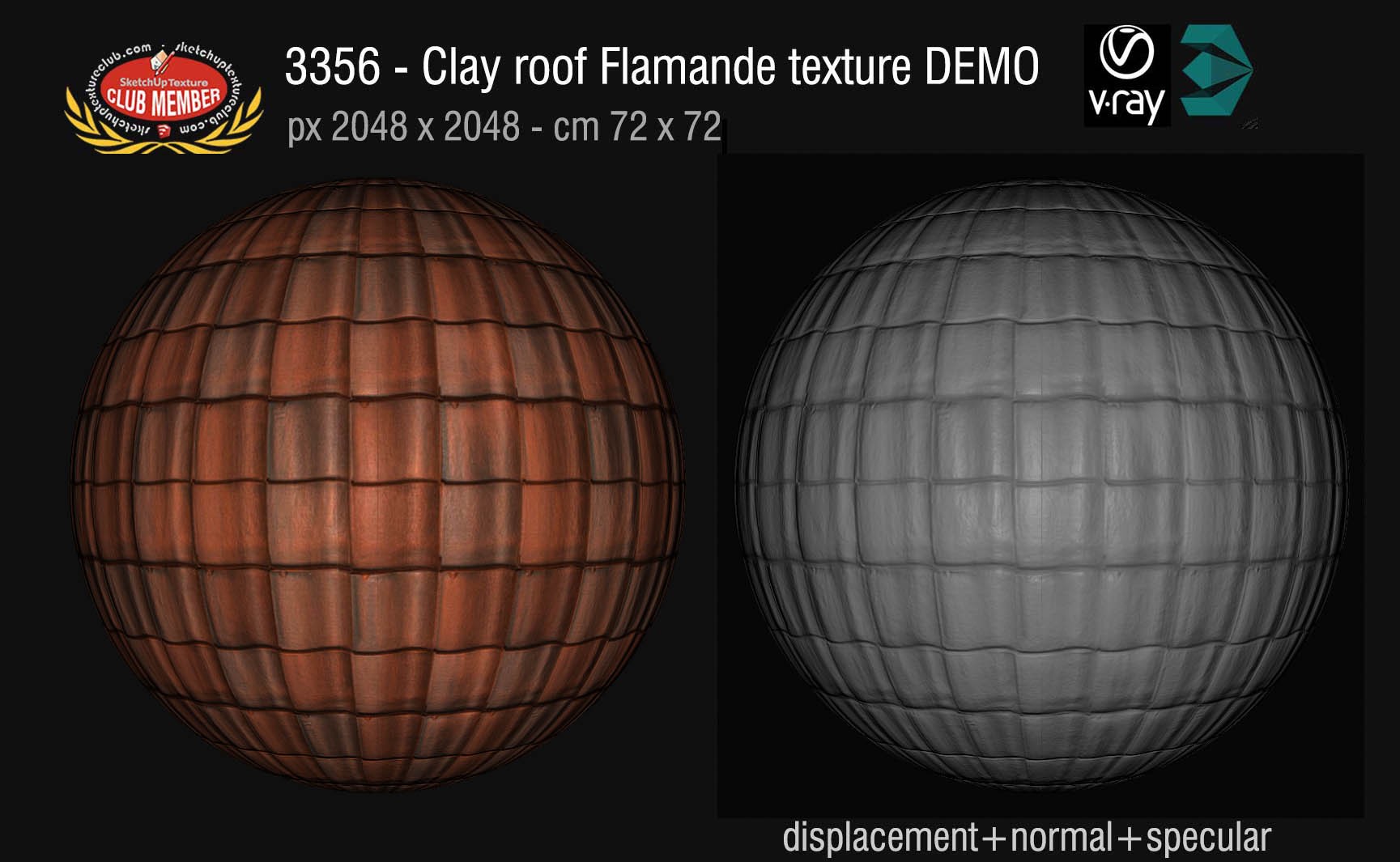 03356 Clay roofing Flamande texture + maps DEMO