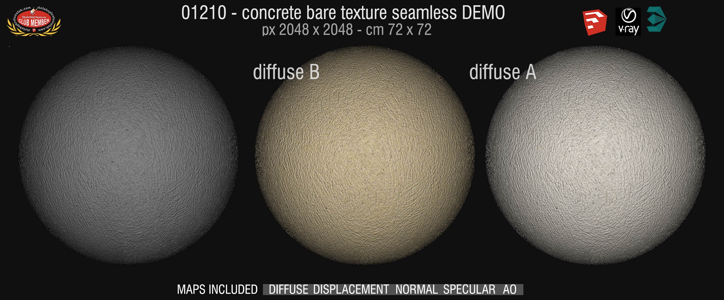 01210 HR Concrete bare clean texture + maps DEMO