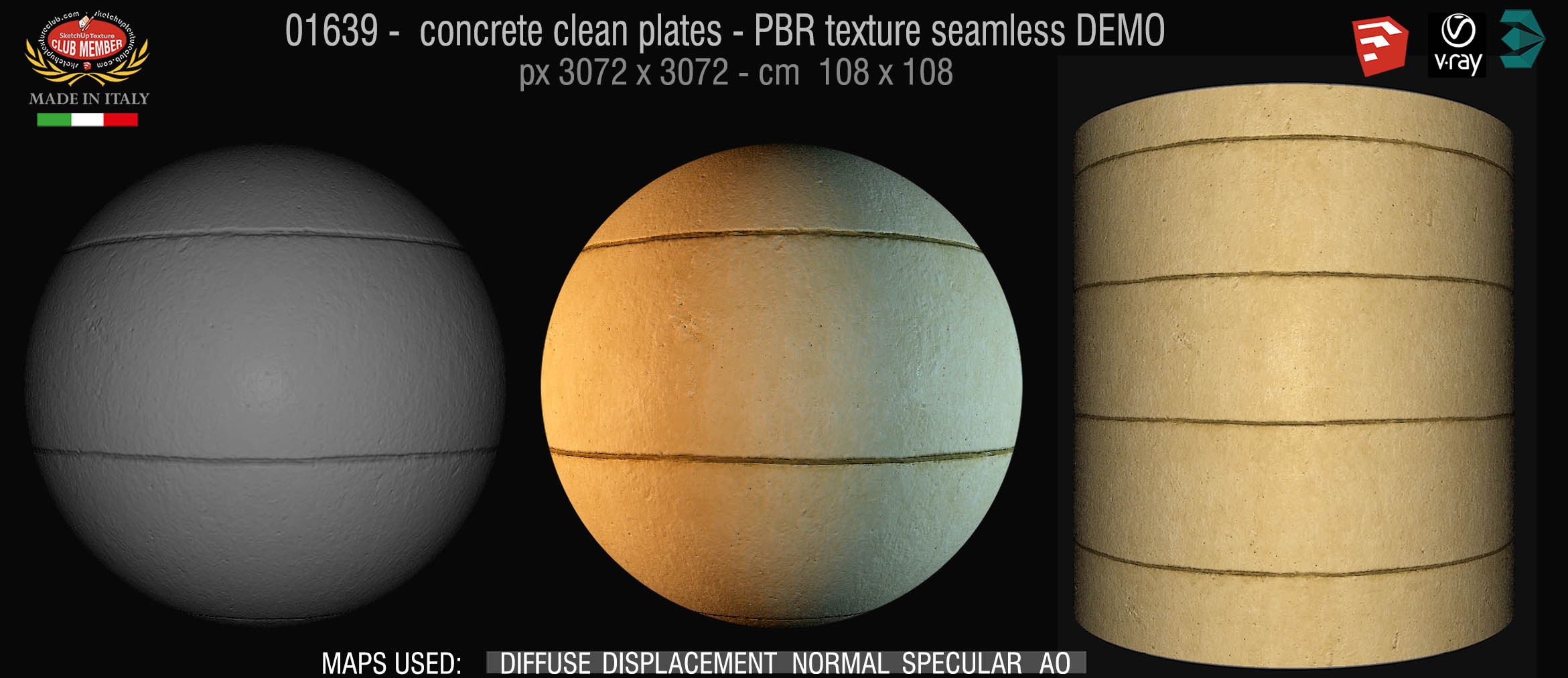 01639 concrete clean plates wall PBR texture seamless DEMO