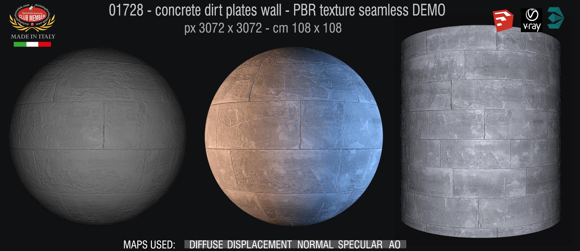 01728 concrete dirt plates wall PBR texture seamless DEMO