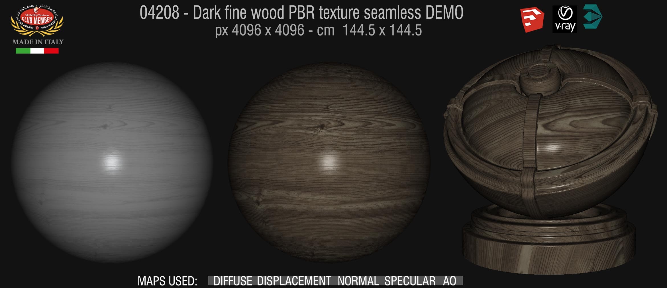 04208 Dark fine wood PBR texture seamless DEMO