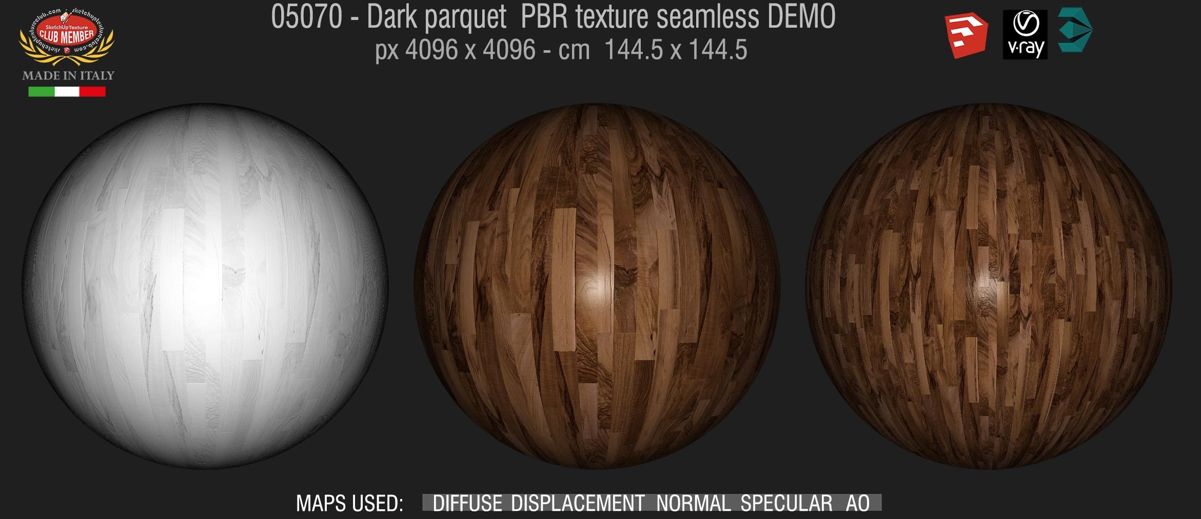 05070 Dark parquet PBR texture seamless DEMO