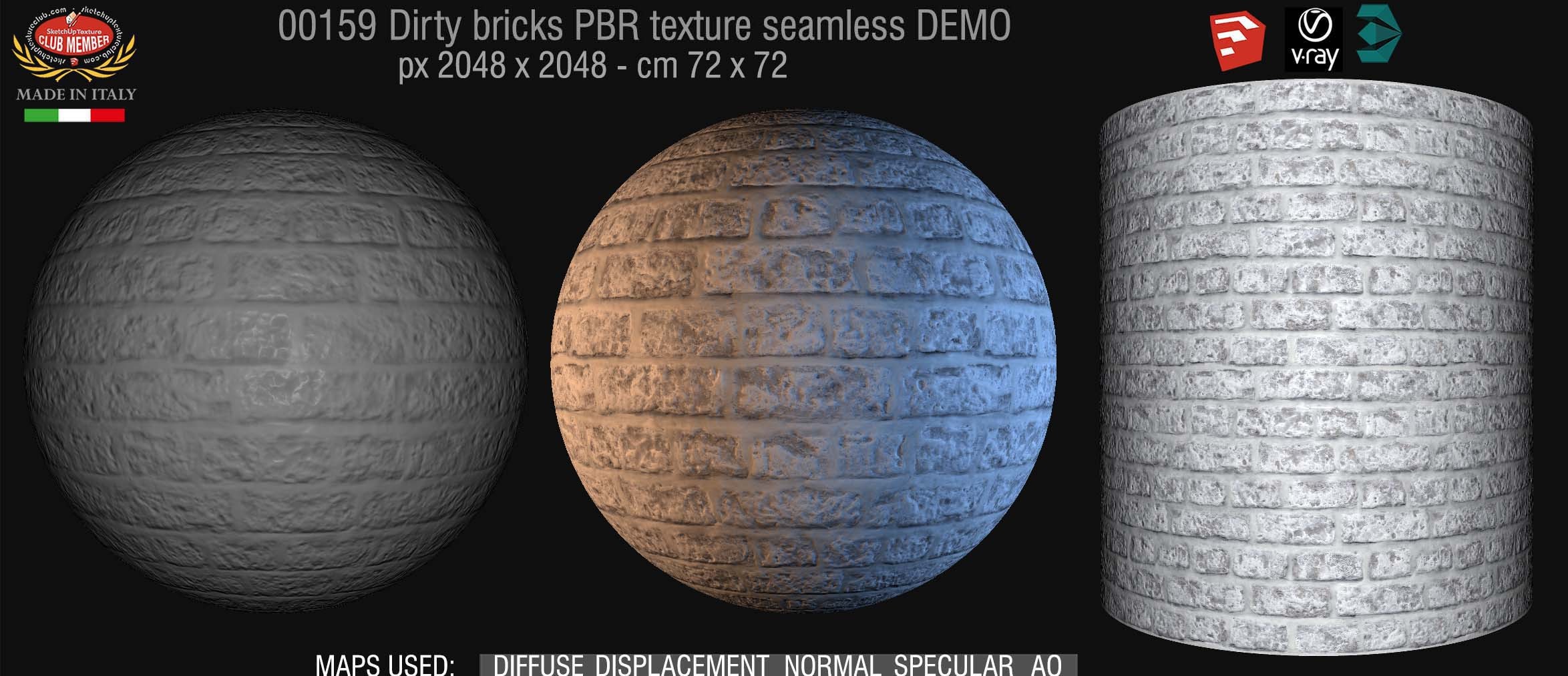 00159 Dirty bricks PBR texture seamless DEMO