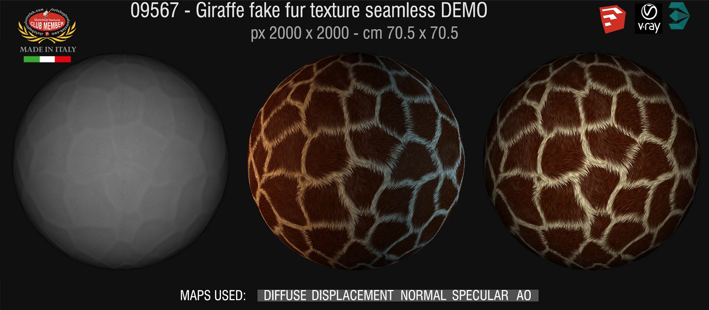 09567 HR Giraffe fake fur - texture seamless + maps DEMO