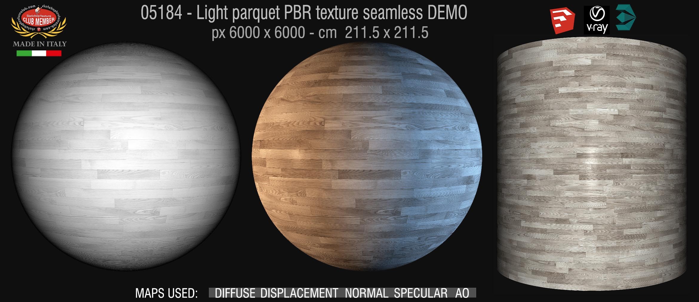 05184 Light parquet PBR texture seamless DEMO