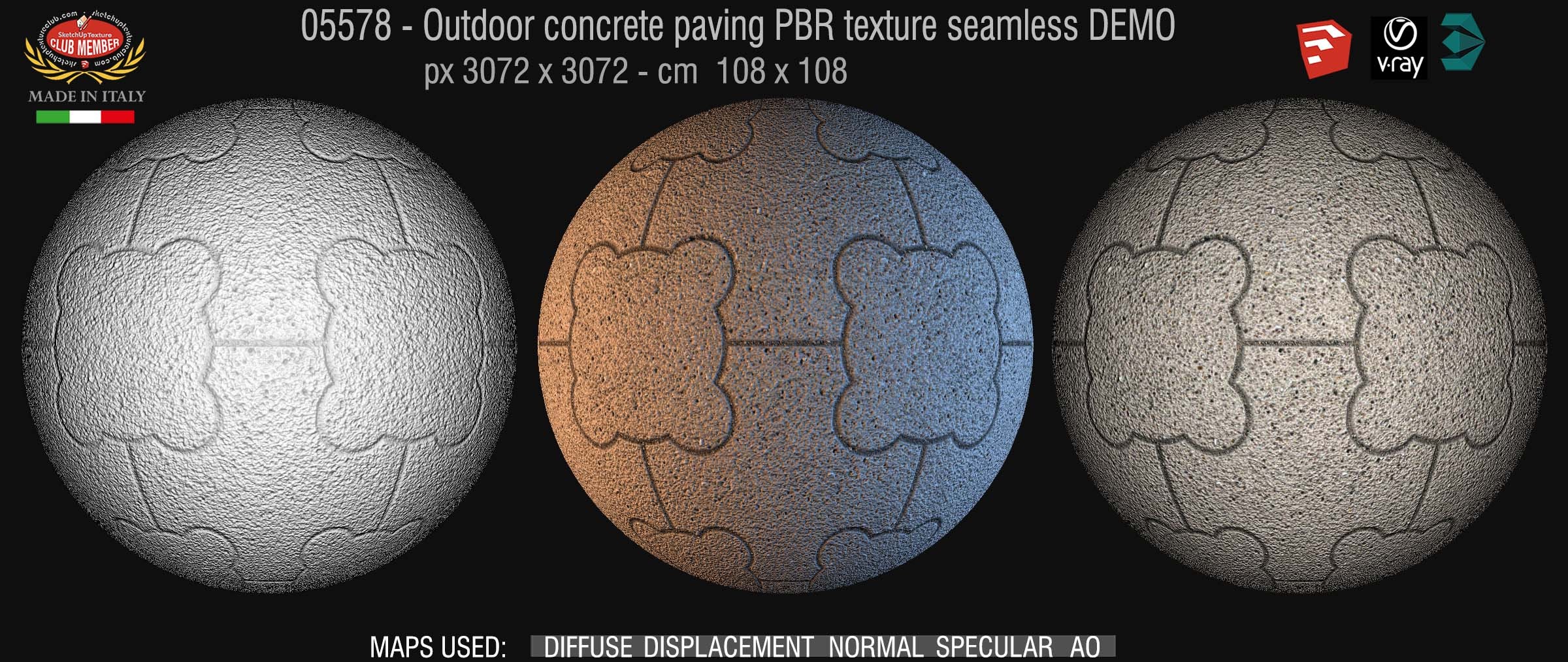 05578 Outdoor concrete paving PBR texture seamless DEMO