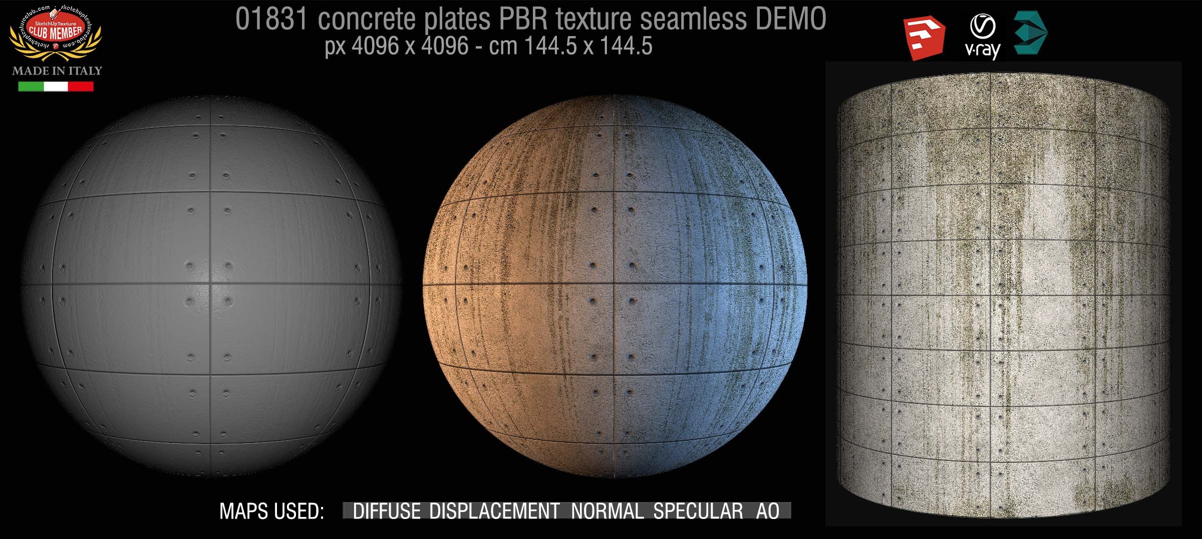 01831 Tadao Ando concrete plates PBR texture seamless DEMO