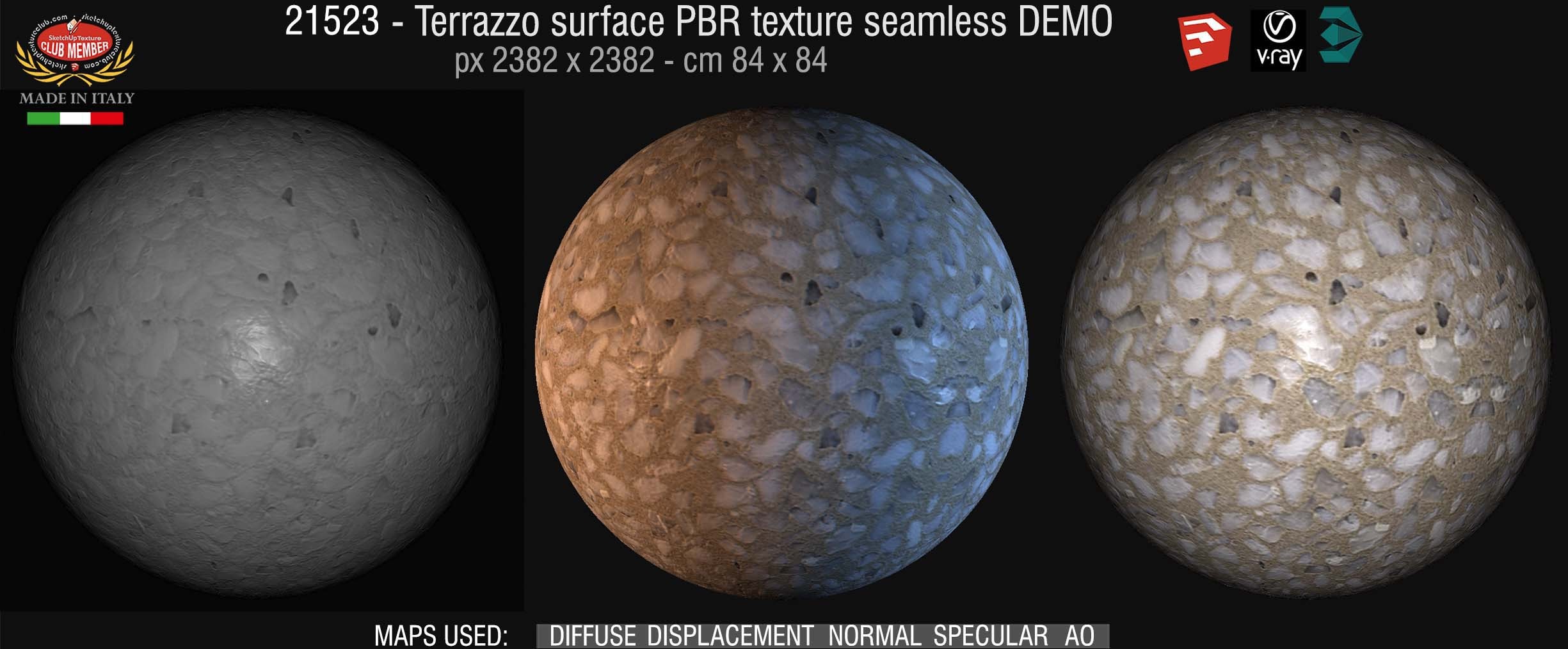 21523 Terrazzo surface PBR texture seamless DEMO