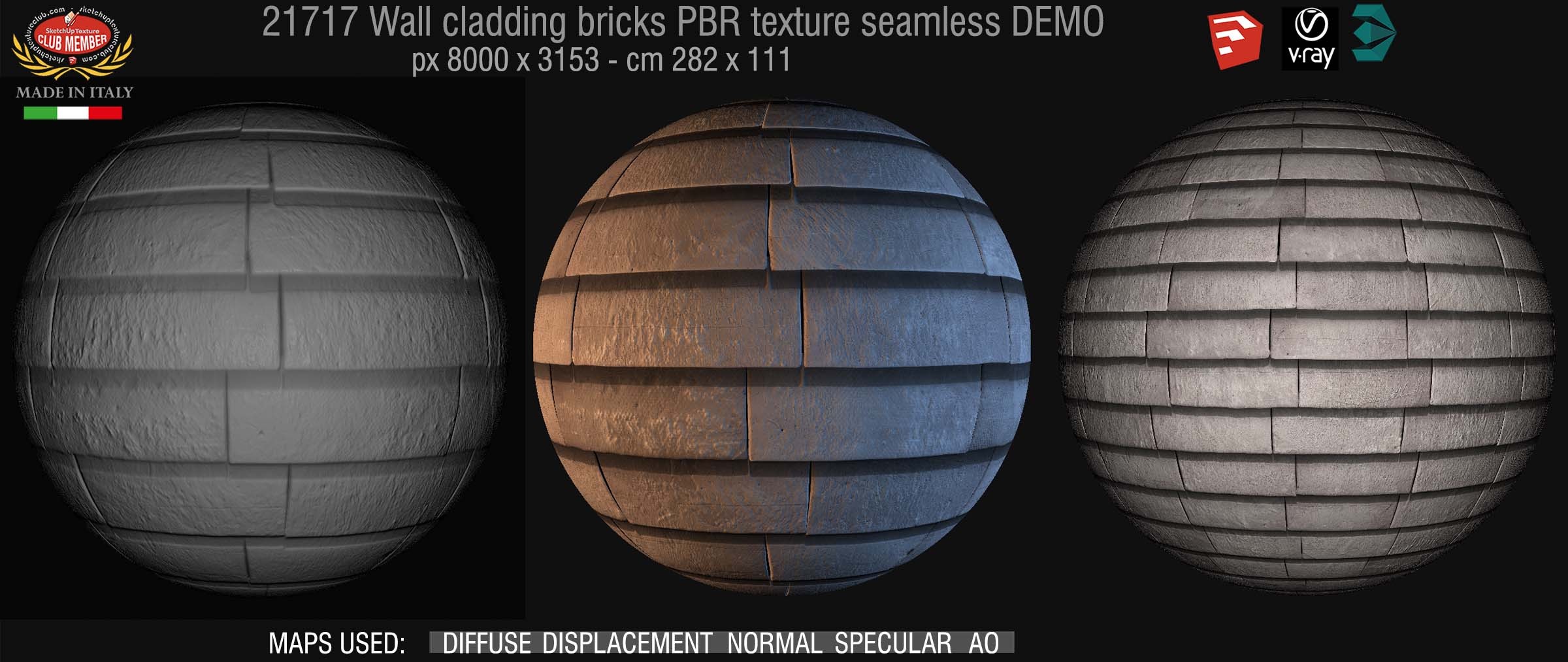 21717 Wall cladding bricks PBR texture seamless DEMO