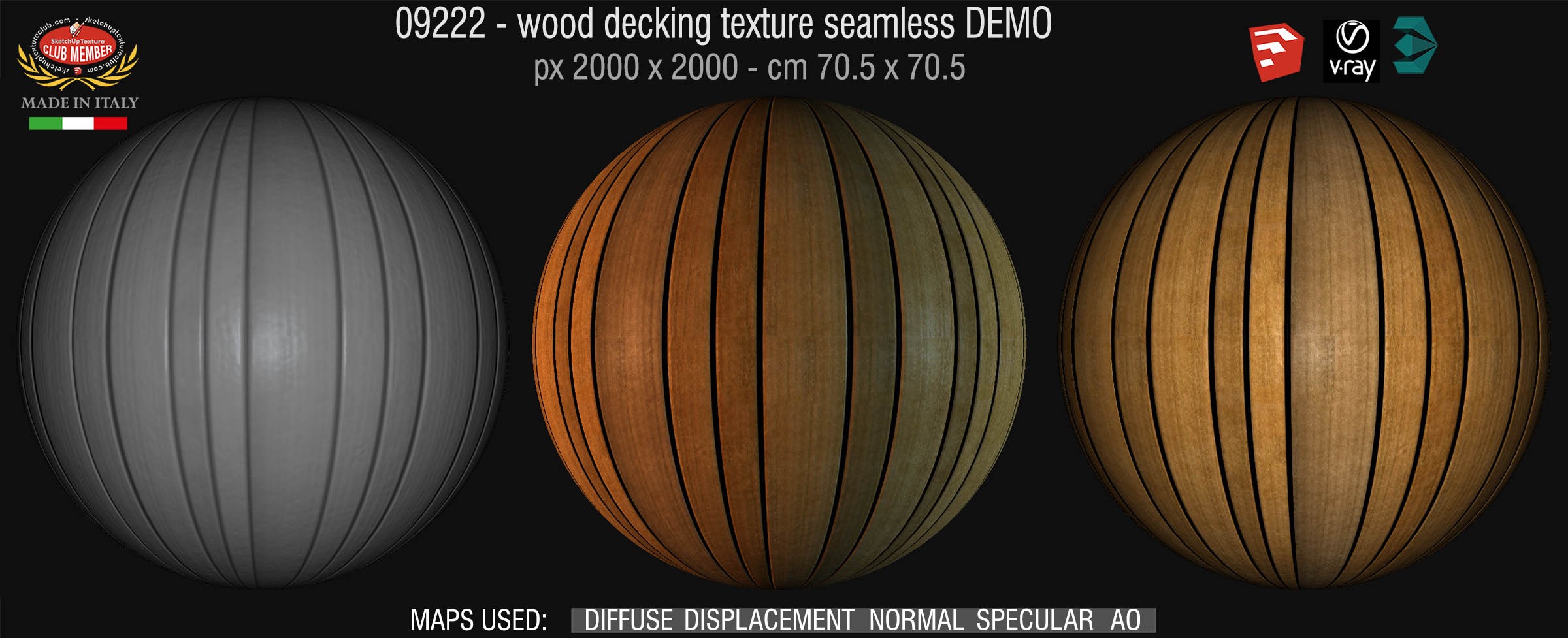 09222 HR Wood decking texture seamless + maps DEMO