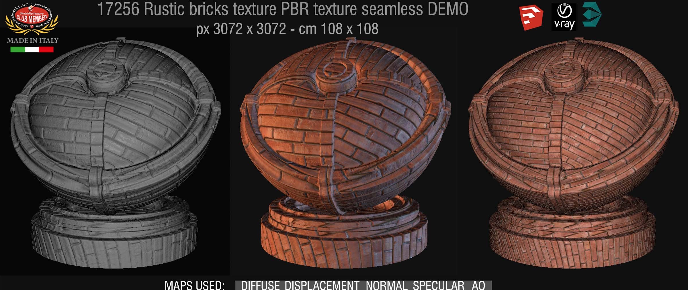 17256 Rustic bricks PBR texture seamless DEMO