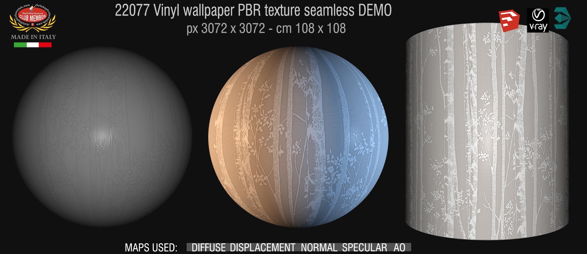 22077 Vinyl wallpaper PBR texture seamless DEMO