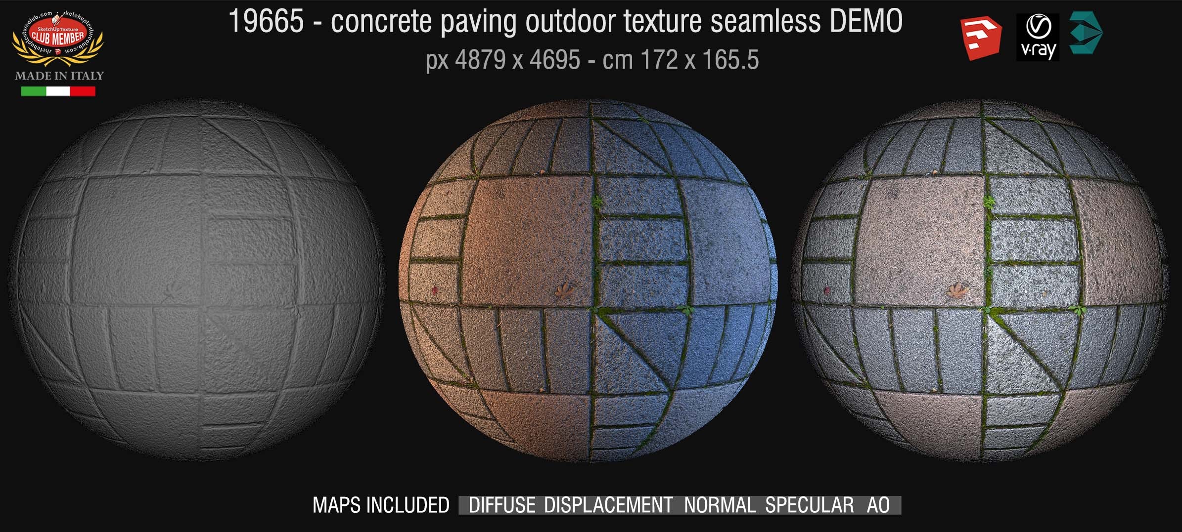19665 HR Concrete paving outdoor texture + maps DEMO
