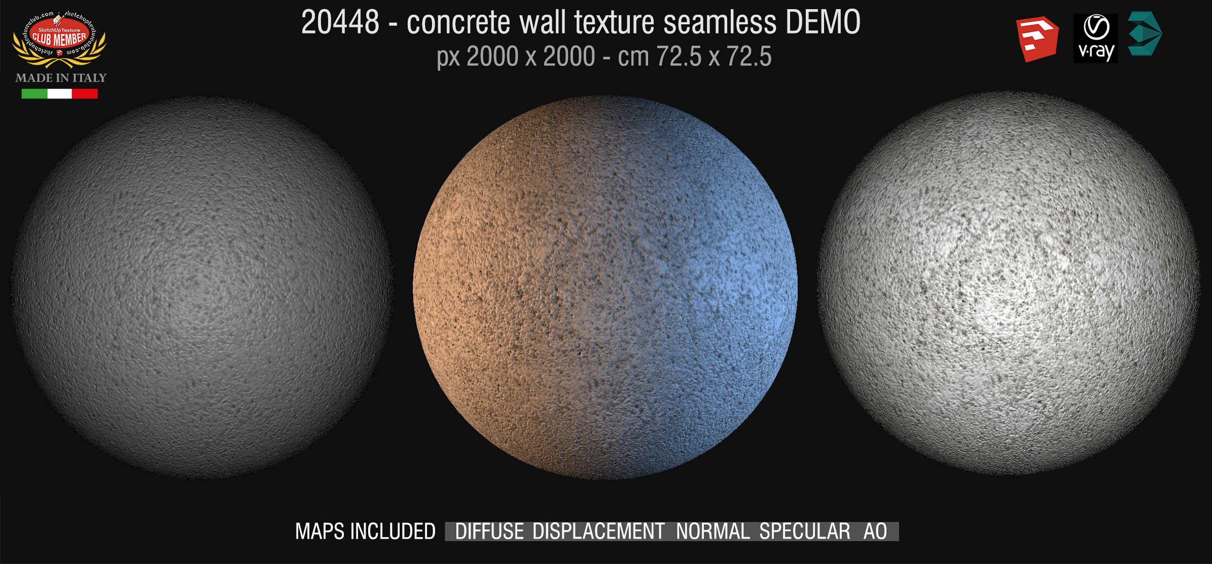 20448 HR Concrete wall texture seamless + maps DEMO