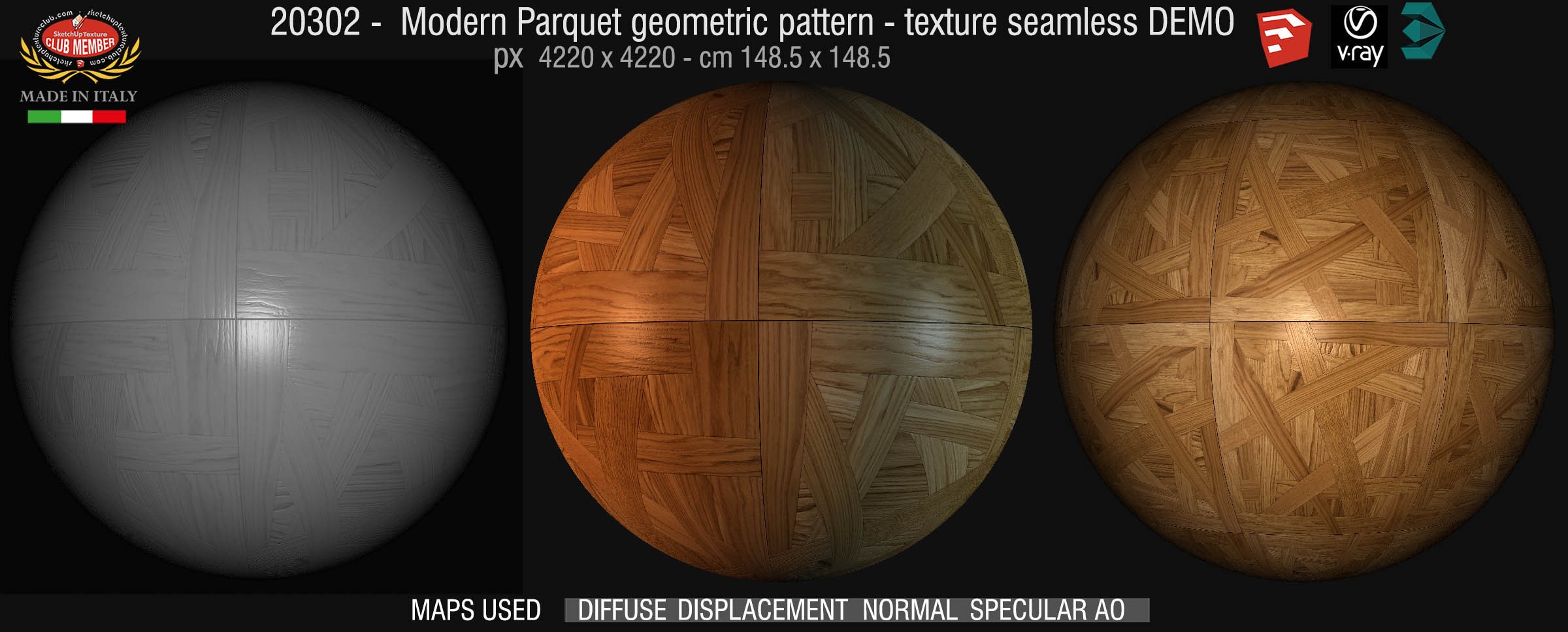 20302 Modern Parquet geometric pattern texture seamless + maps DEMO