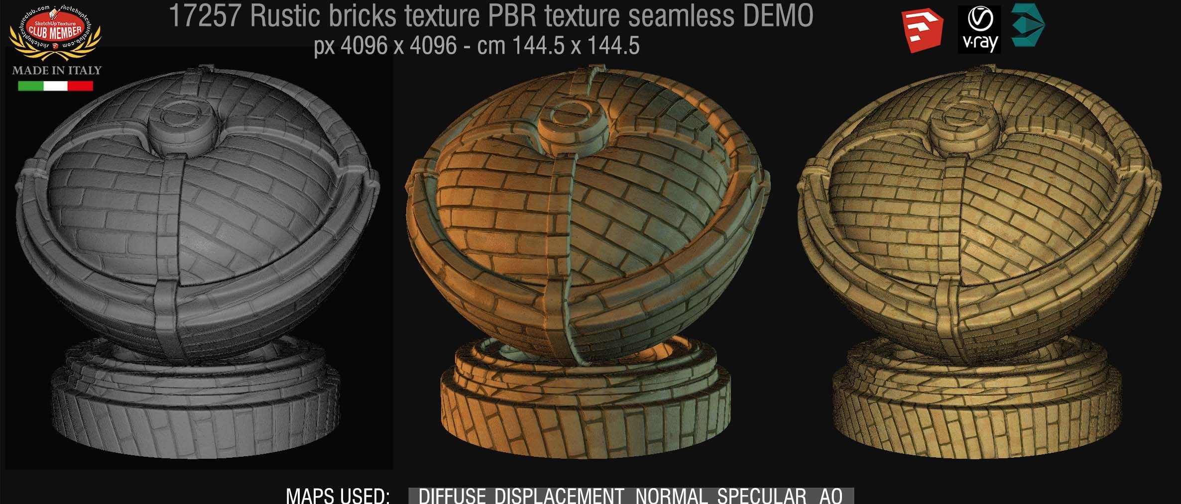 17257 Rustic bricks PBR texture seamless DEMO