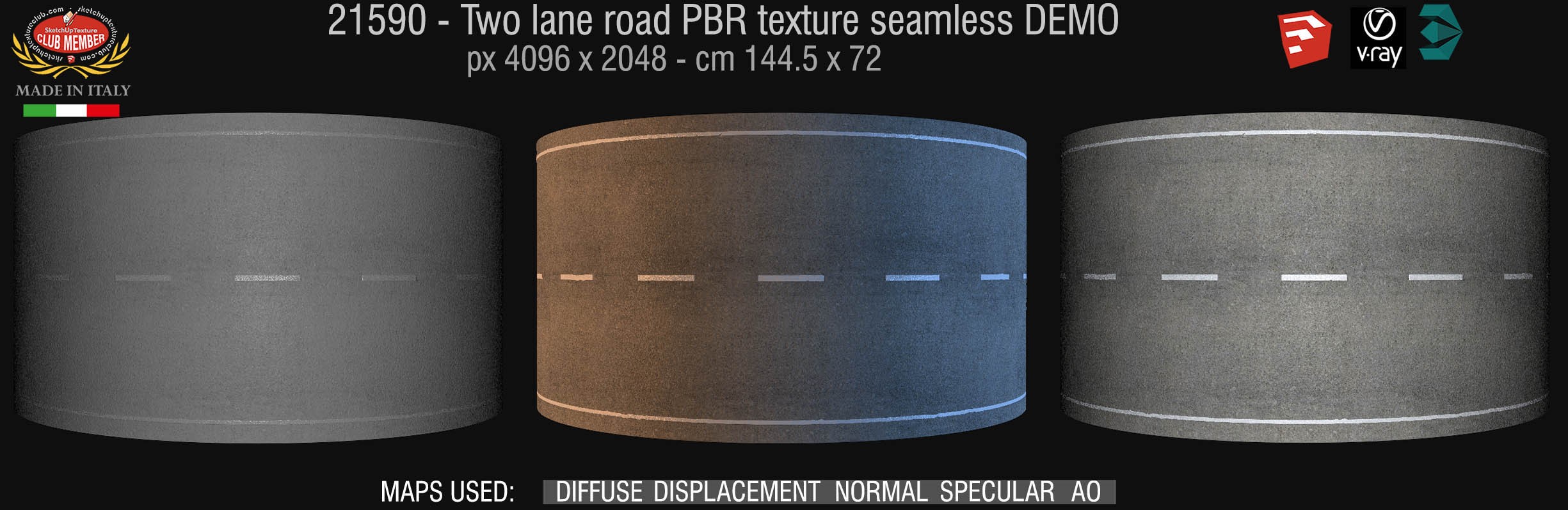 21590 Two lane road clean PRB texture seamless DEMO