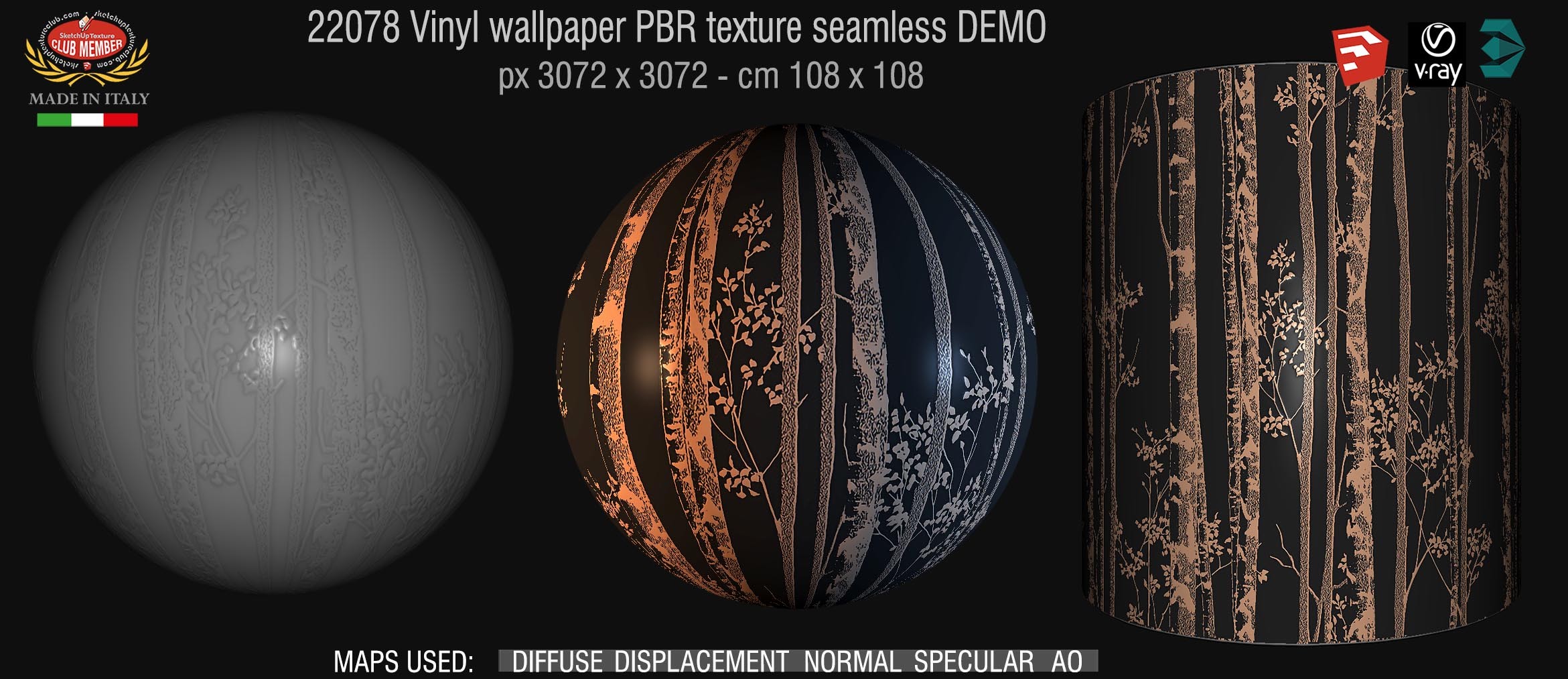 22078 Vinyl wallpaper PBR texture seamless DEMO