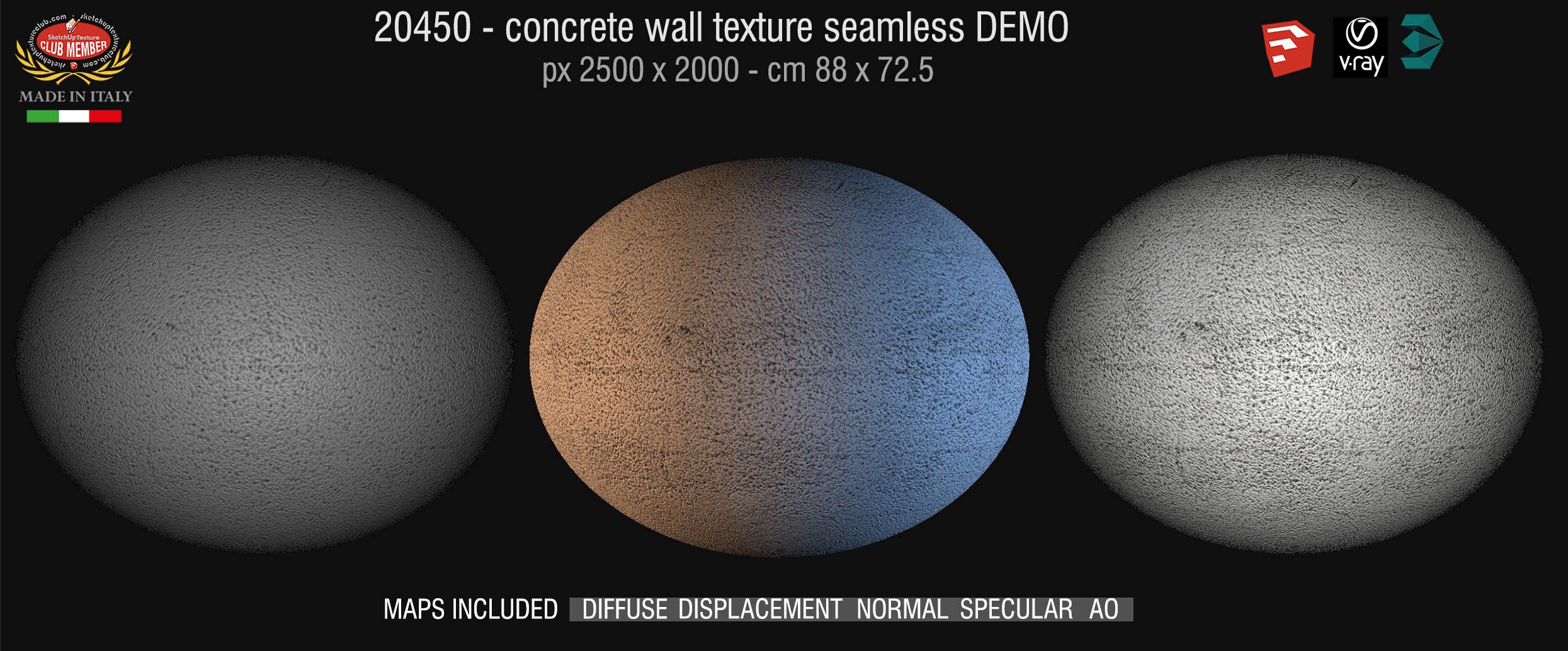 20450 HR Concrete wall texture + maps DEMO