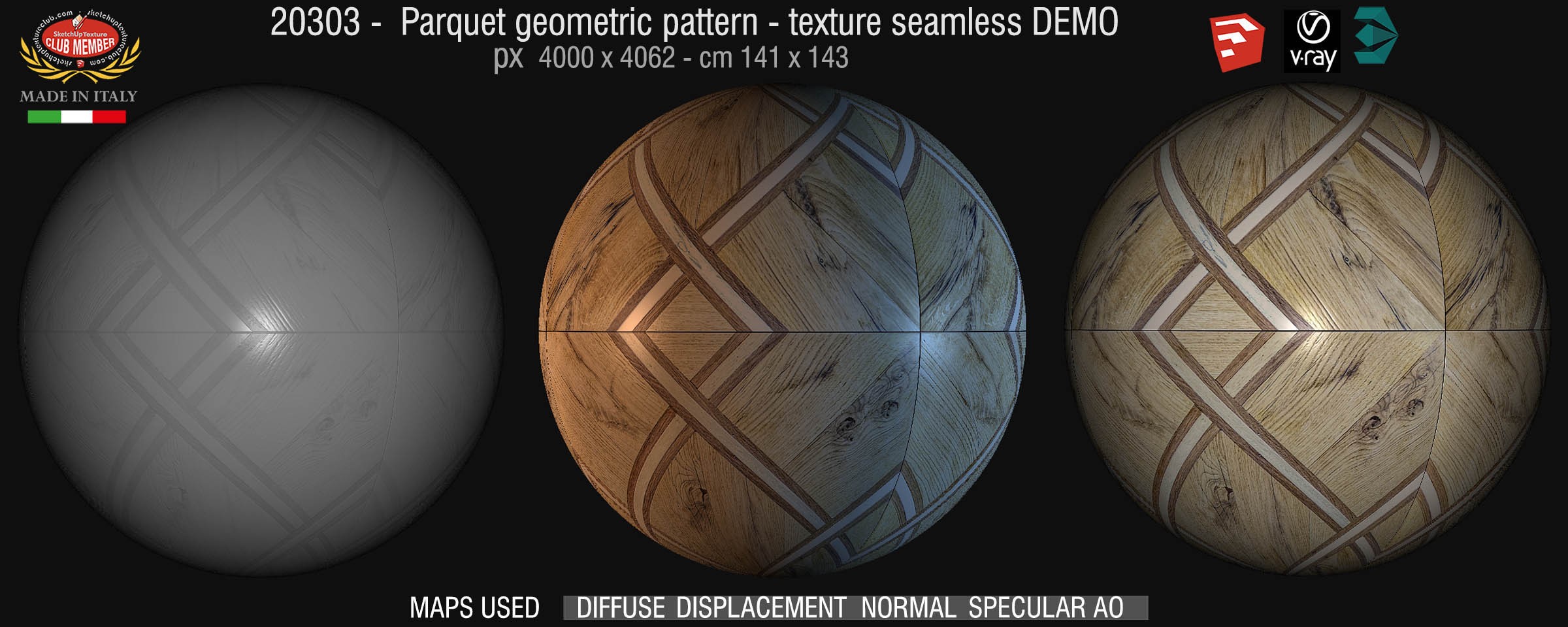 20303 Parquet geometric pattern texture seamless + maps DEMO