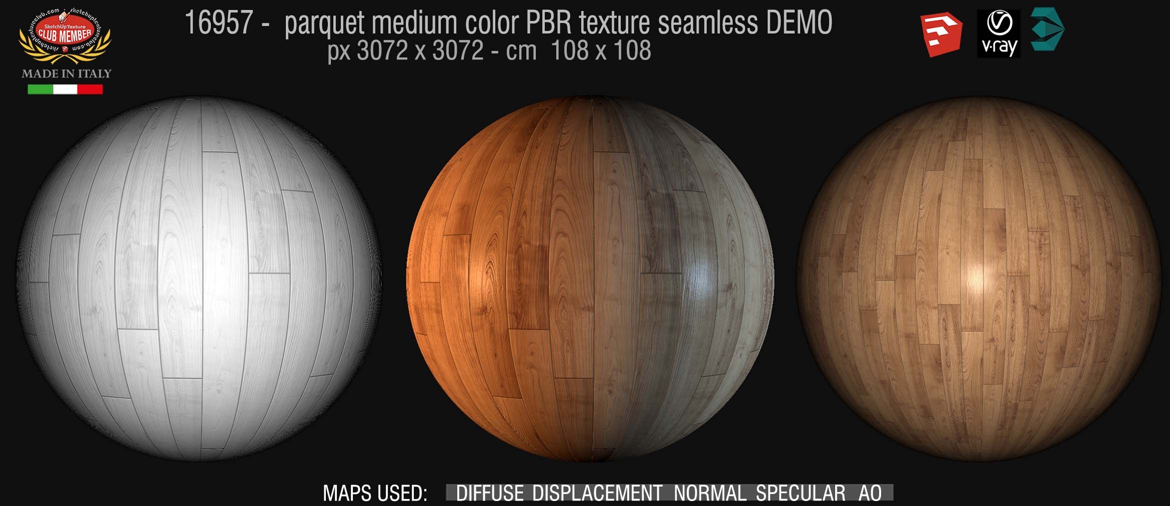16957 parquet medium color PBR texture seamless DEMO