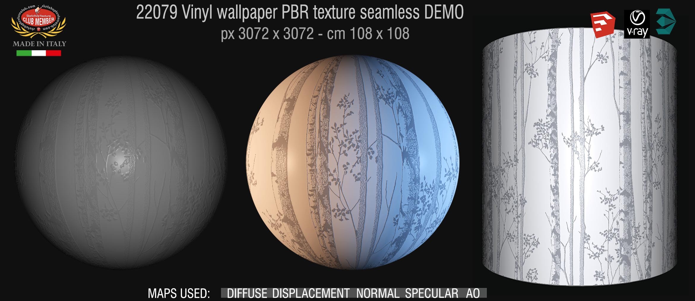 22079 Vinyl wallpaper PBR texture seamless DEMO