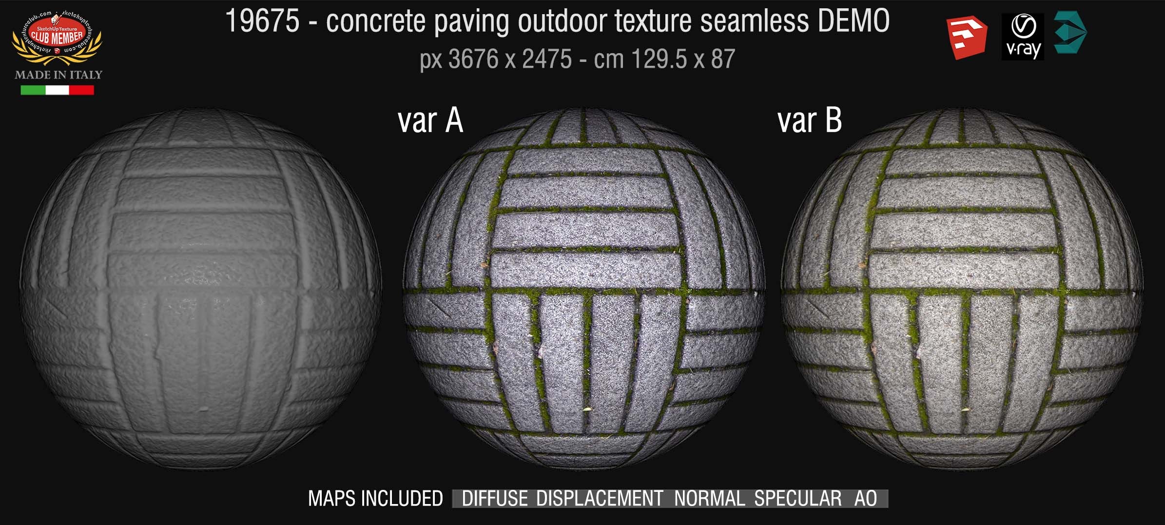 19675 HR Concrete paving outdoor texture + maps DEMO