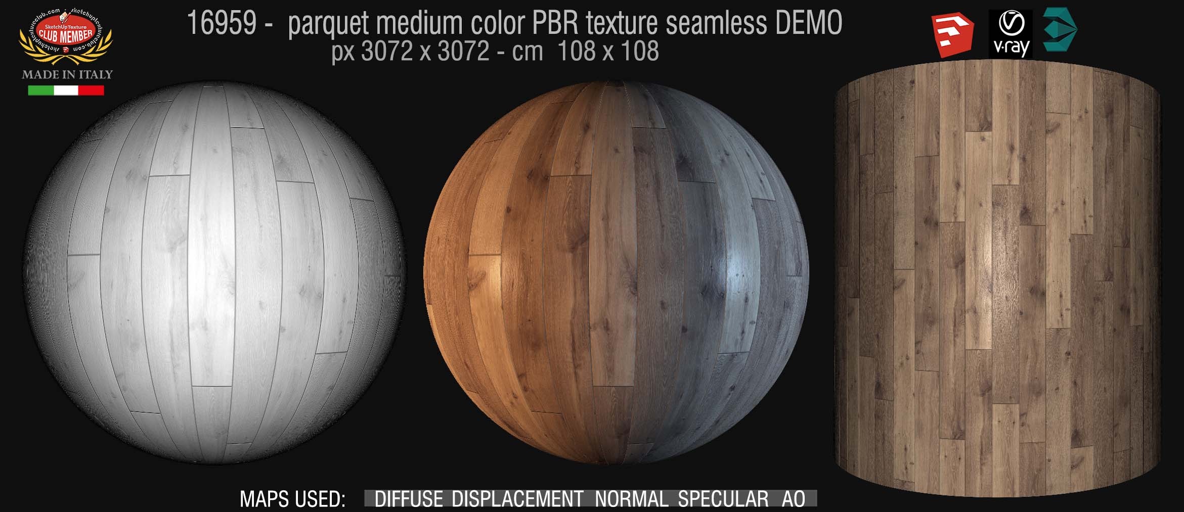 16959 parquet medium color PBR texture seamless DEMO