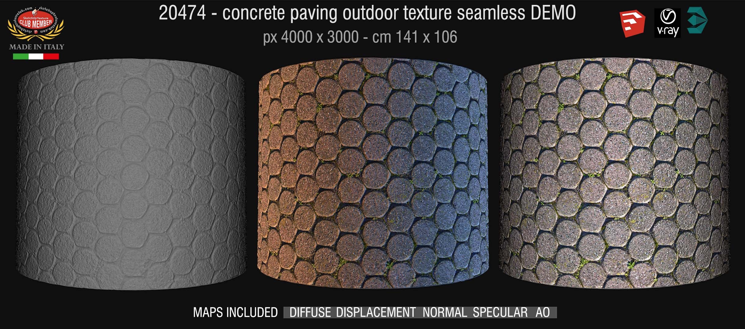 20474 HR Concrete paving outdoor texture + maps DEMO