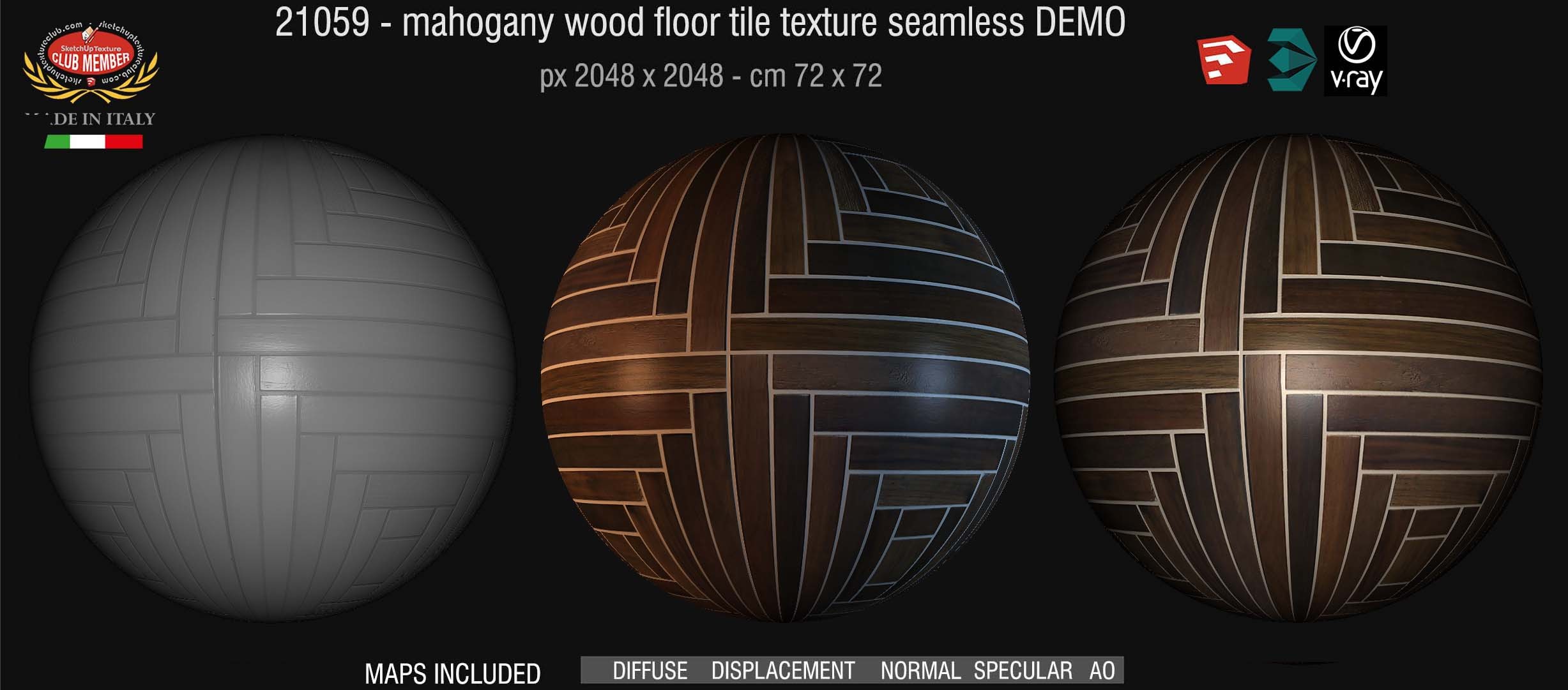 21059 mahogany wood floor tile texture seamless + maps DEMO