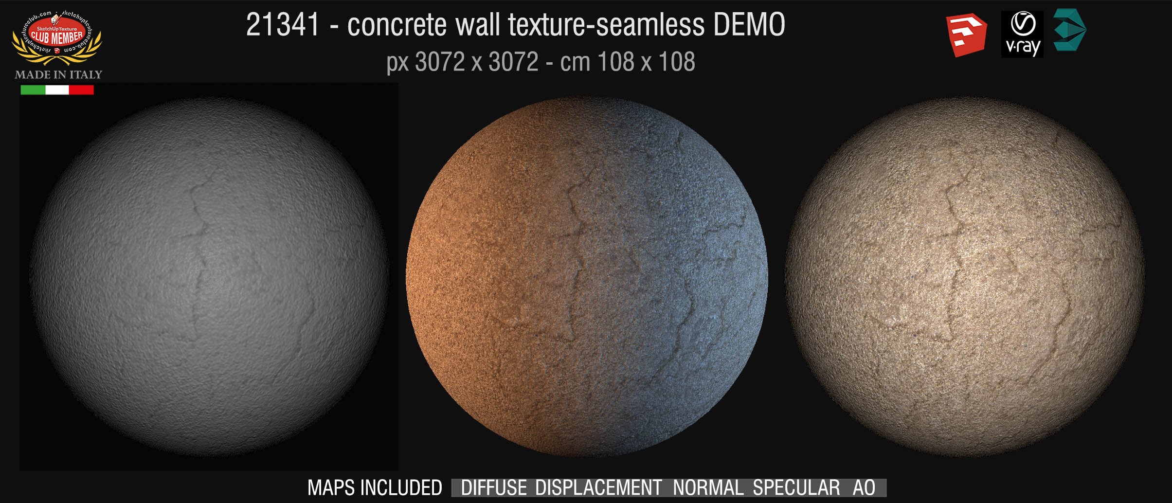 21343 HR concrete wall texture seamless + maps DEMO