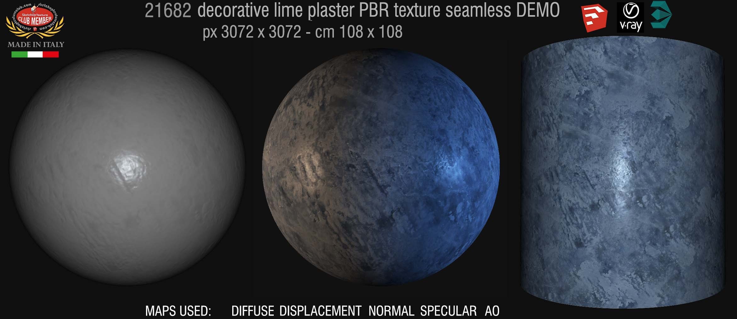 21682 decorative lime plaster PBR texture seamless DEMO