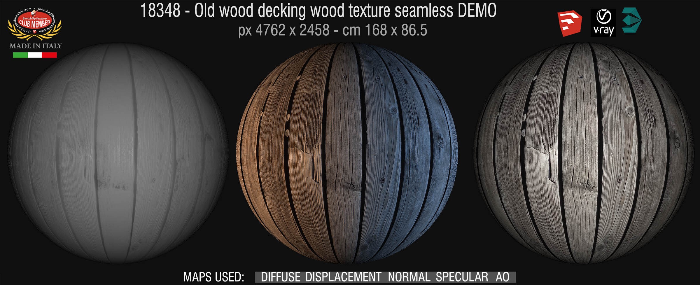 18348  HR old wood decking texture seamless + maps DEMO