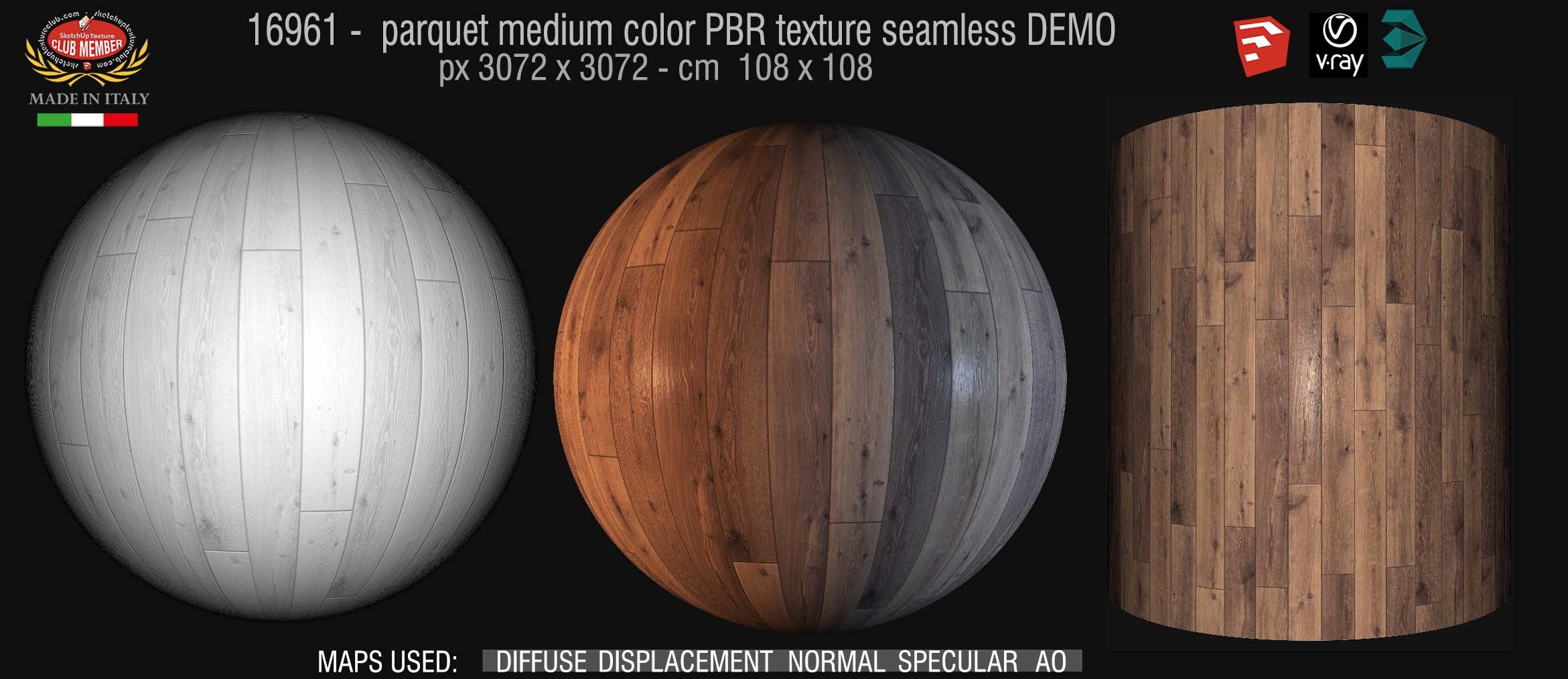 16961 parquet medium color PBR texture seamless DEMO