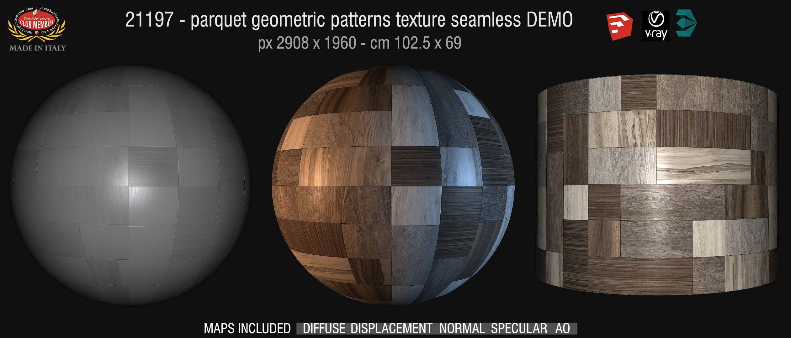 21197 Parquet geometric patterns texture + maps DEMO