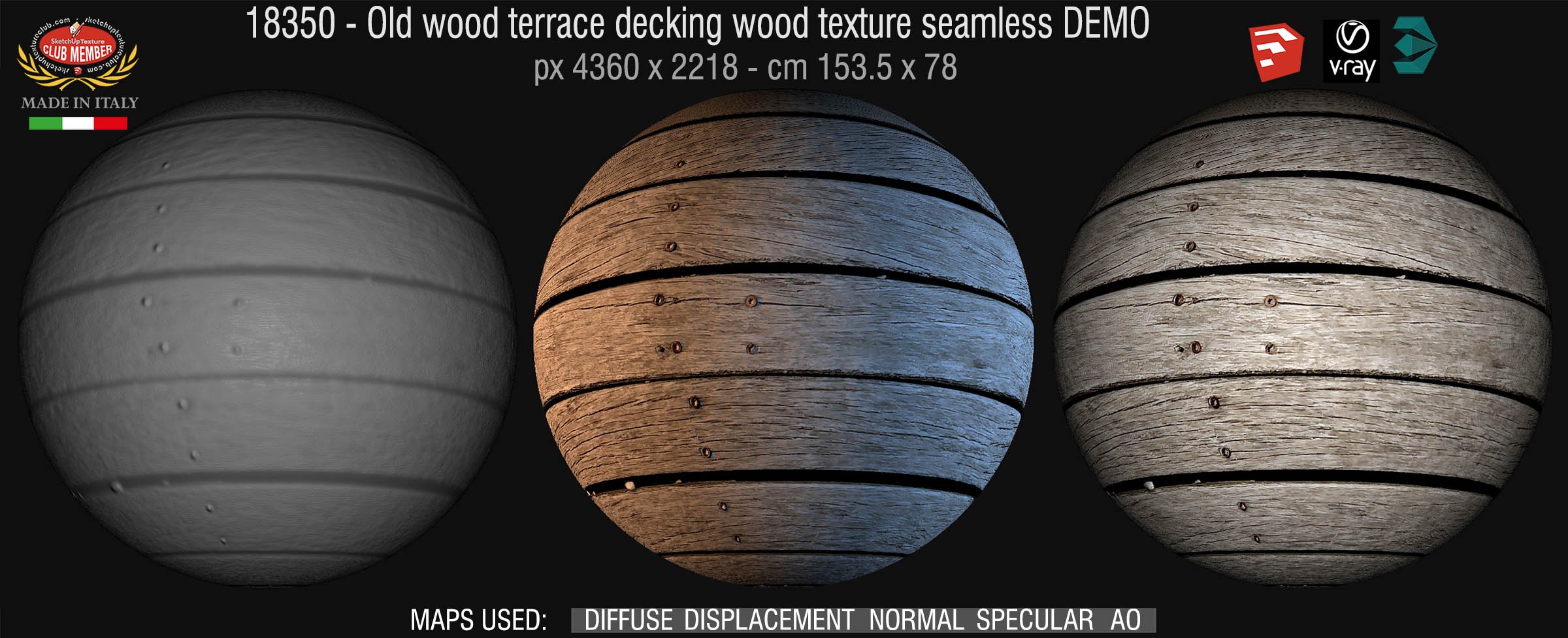 18350 - HR old wood terrace decking texture + maps DEMO
