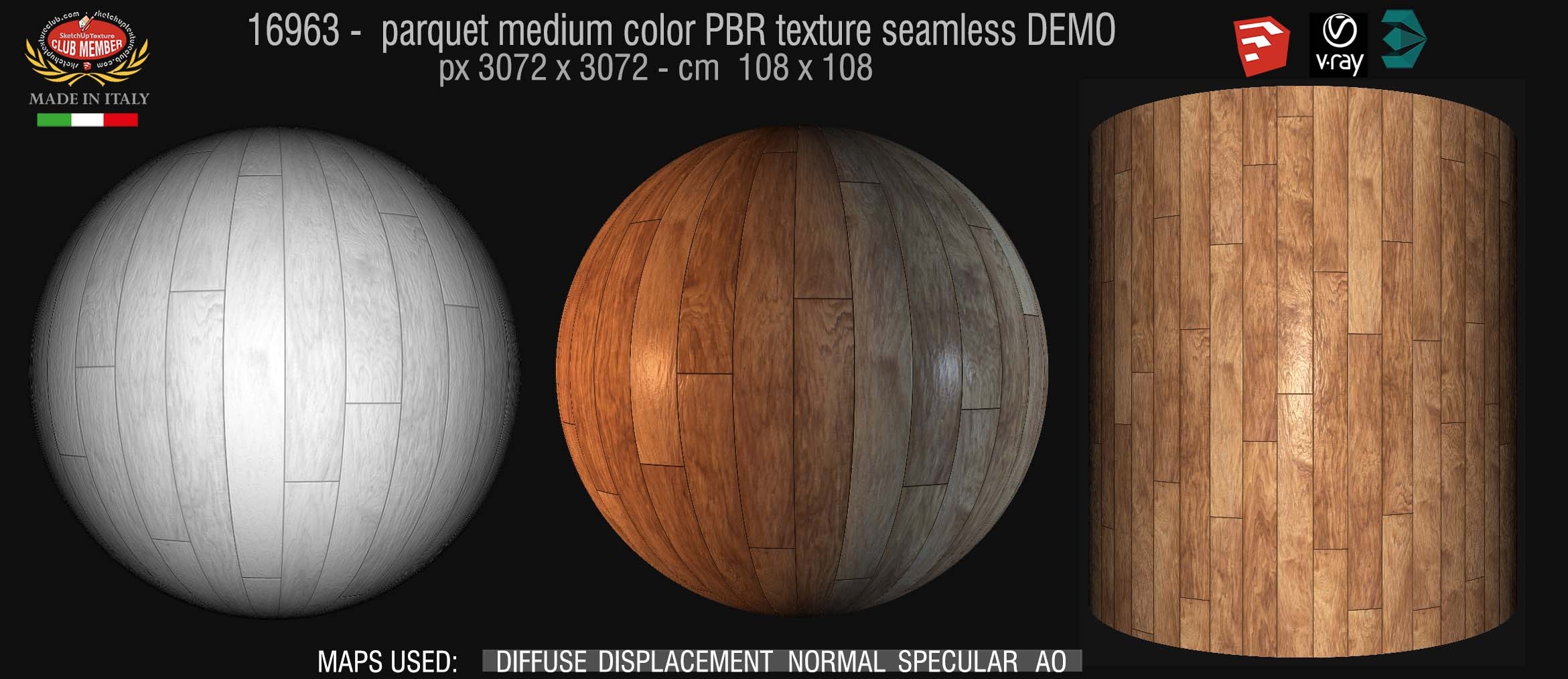 16963 parquet medium color PBR texture seamless DEMO