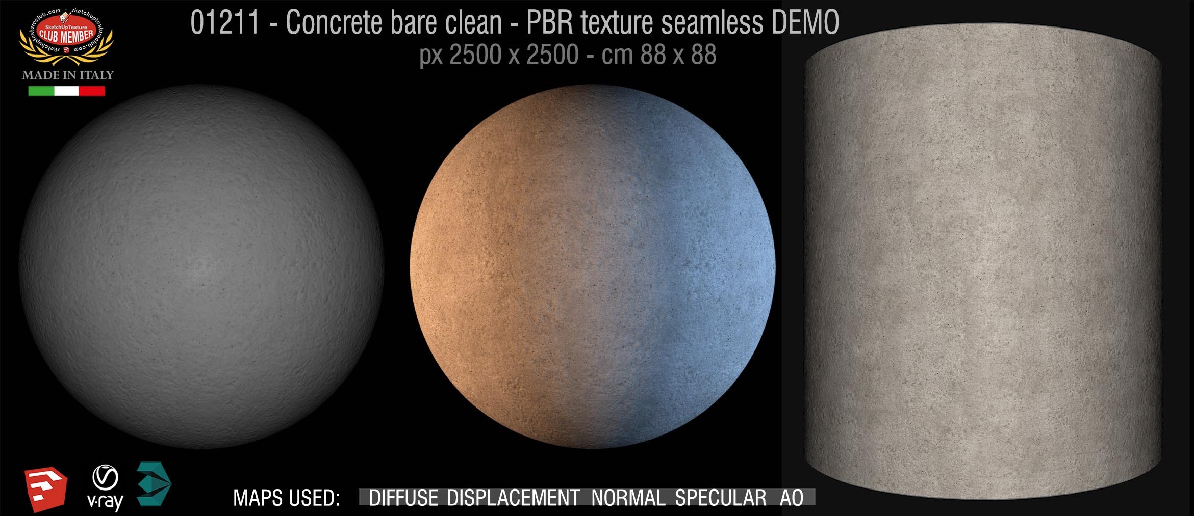 01211 Concrete bare clean-PBR texture seamless DEMO