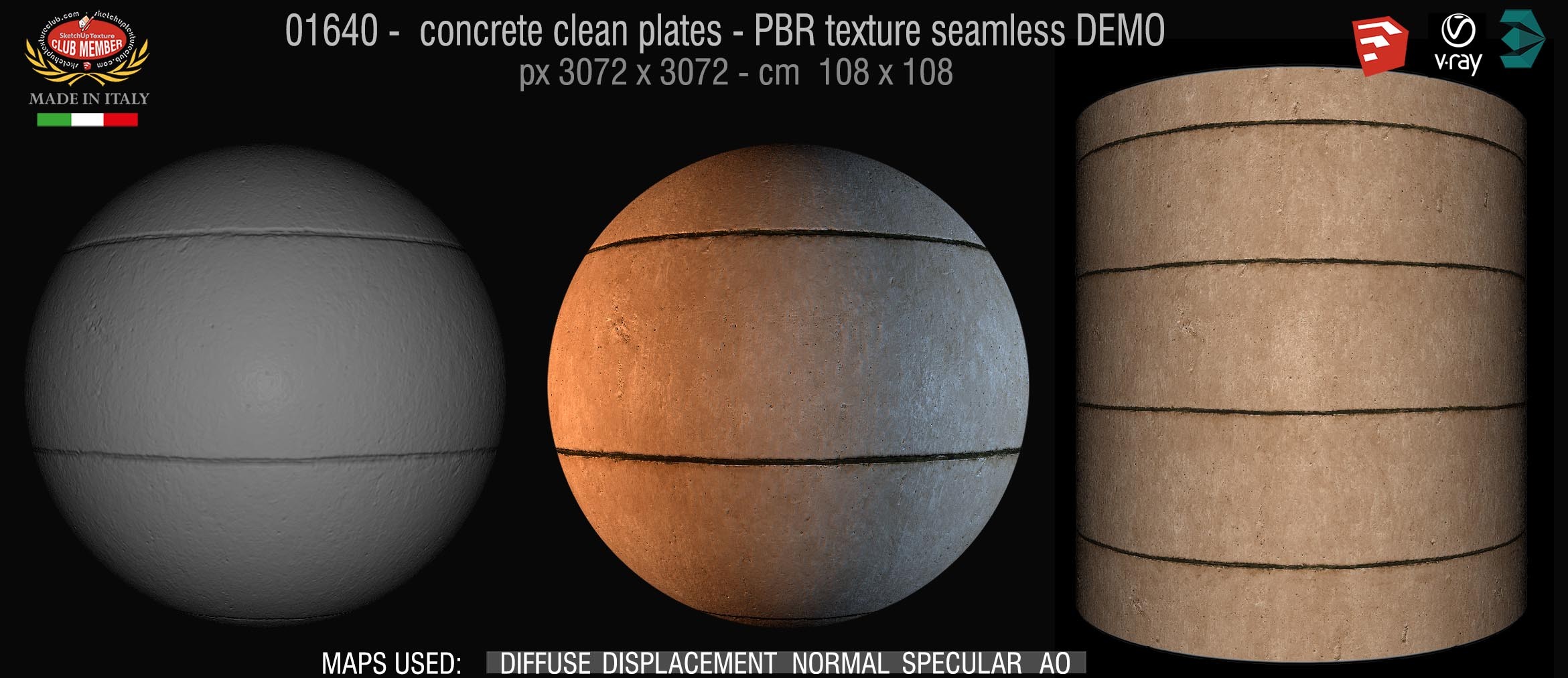 01640 concrete clean plates wall PBR texture seamless DEMO