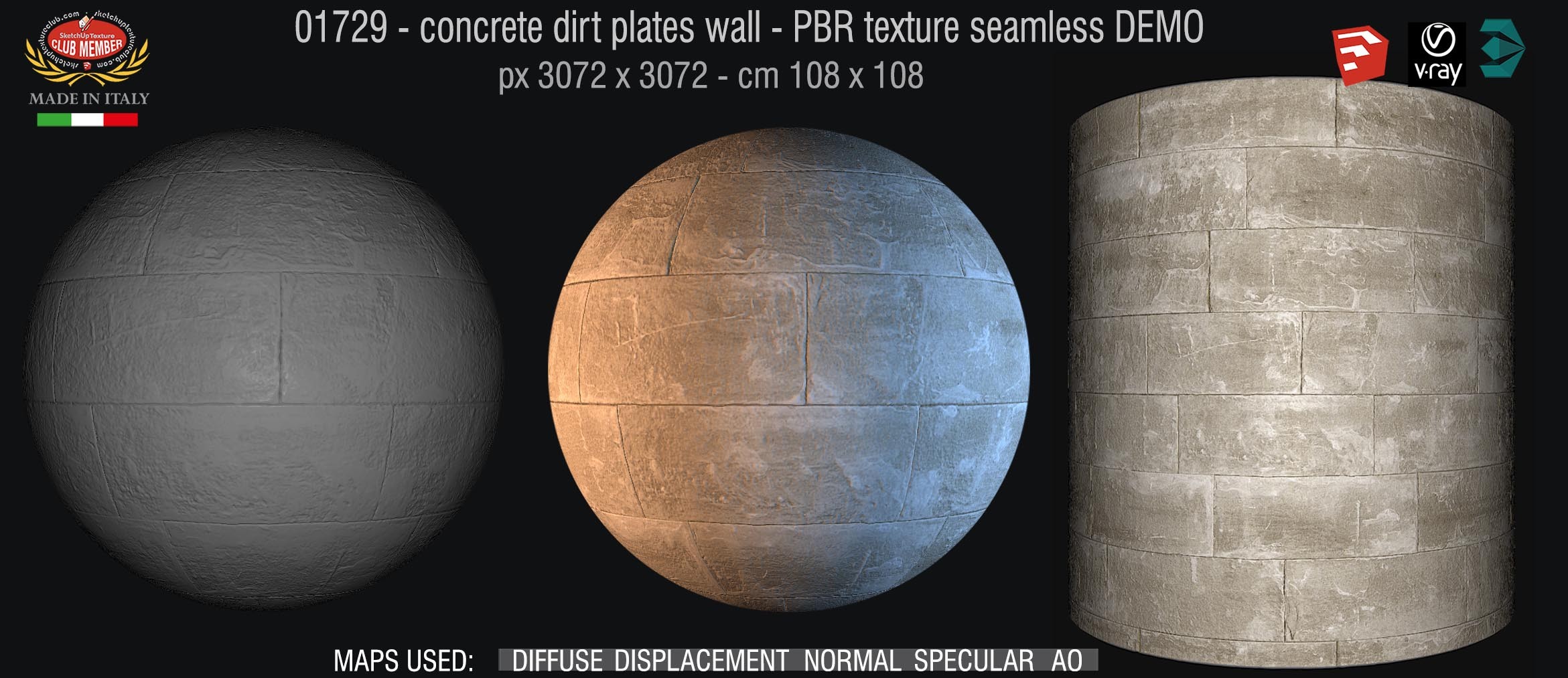 01729 concrete dirt plates wall PBR texture seamless DEMO