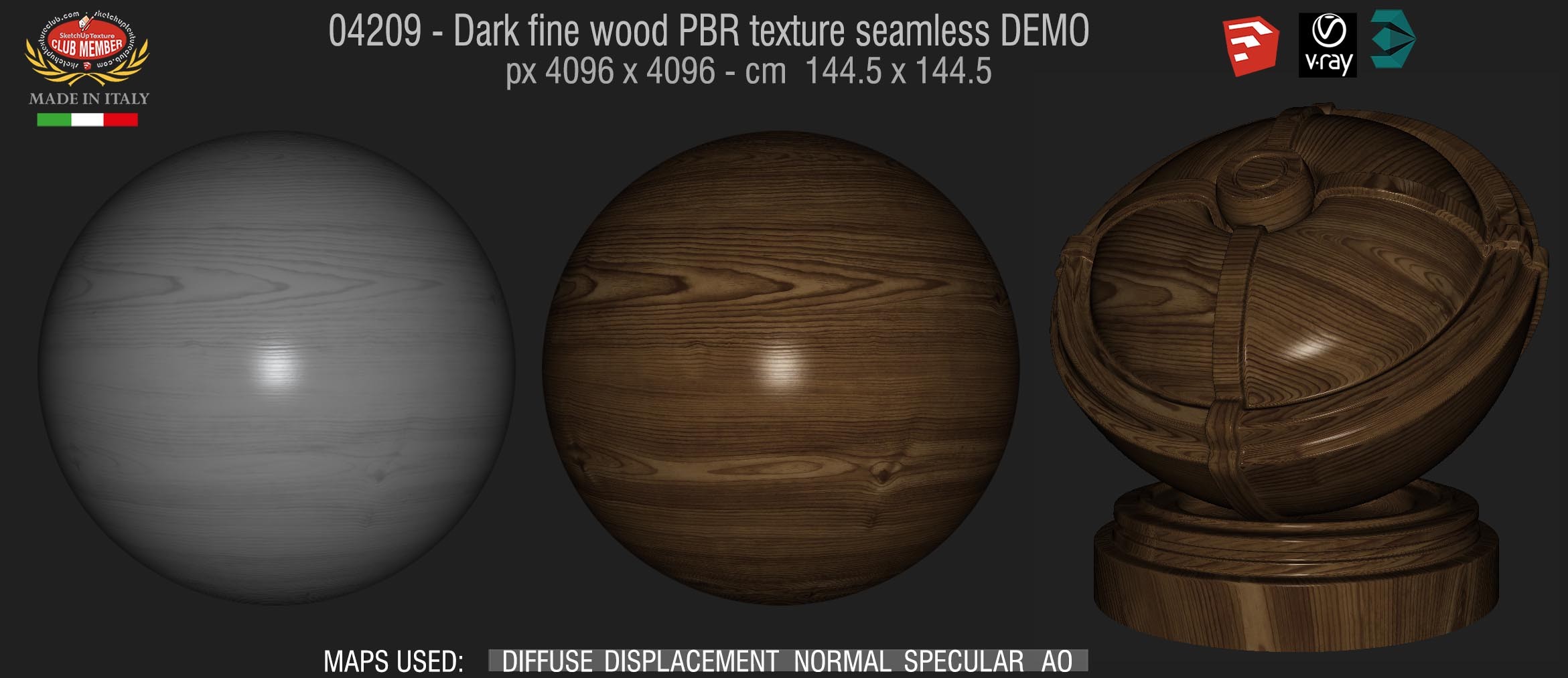 04209 Dark fine wood PBR texture seamless DEMO