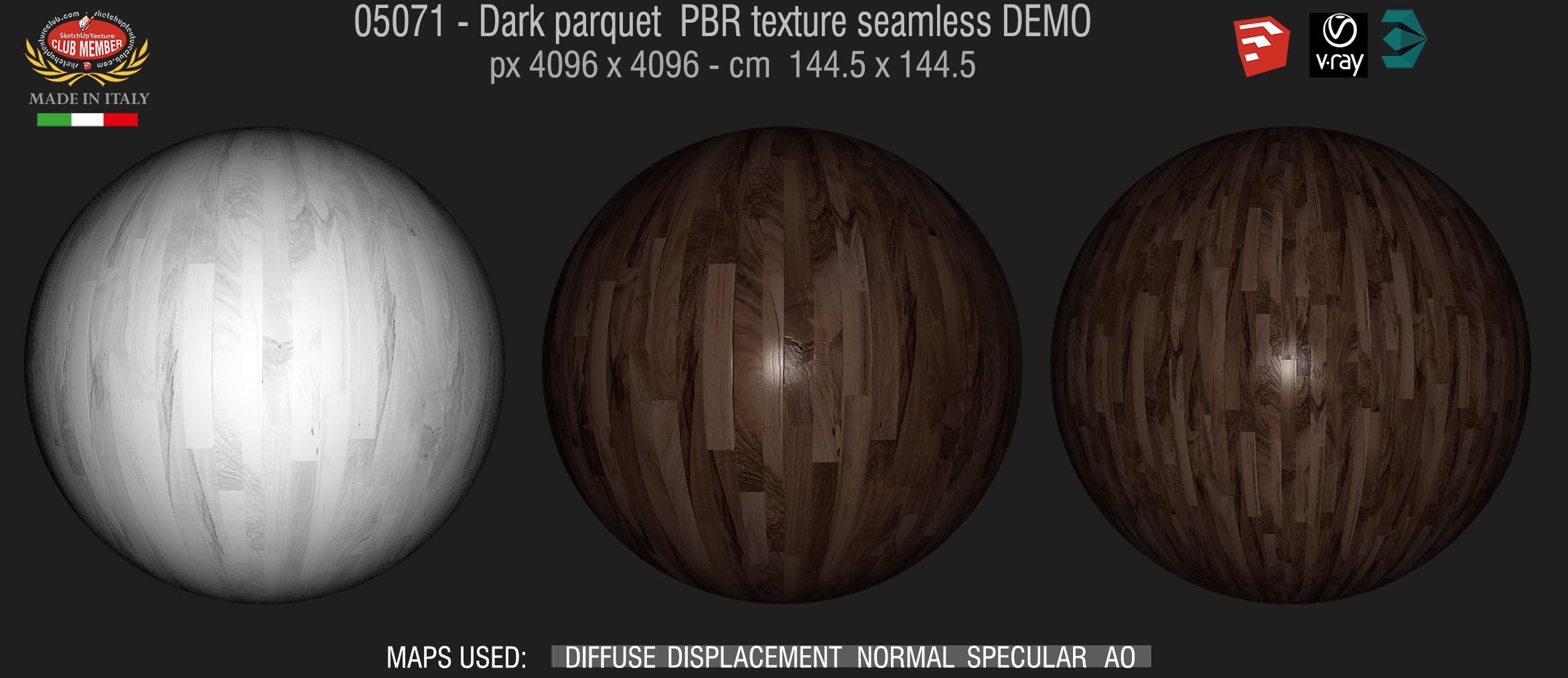 05071 Dark parquet PBR texture seamless DEMO