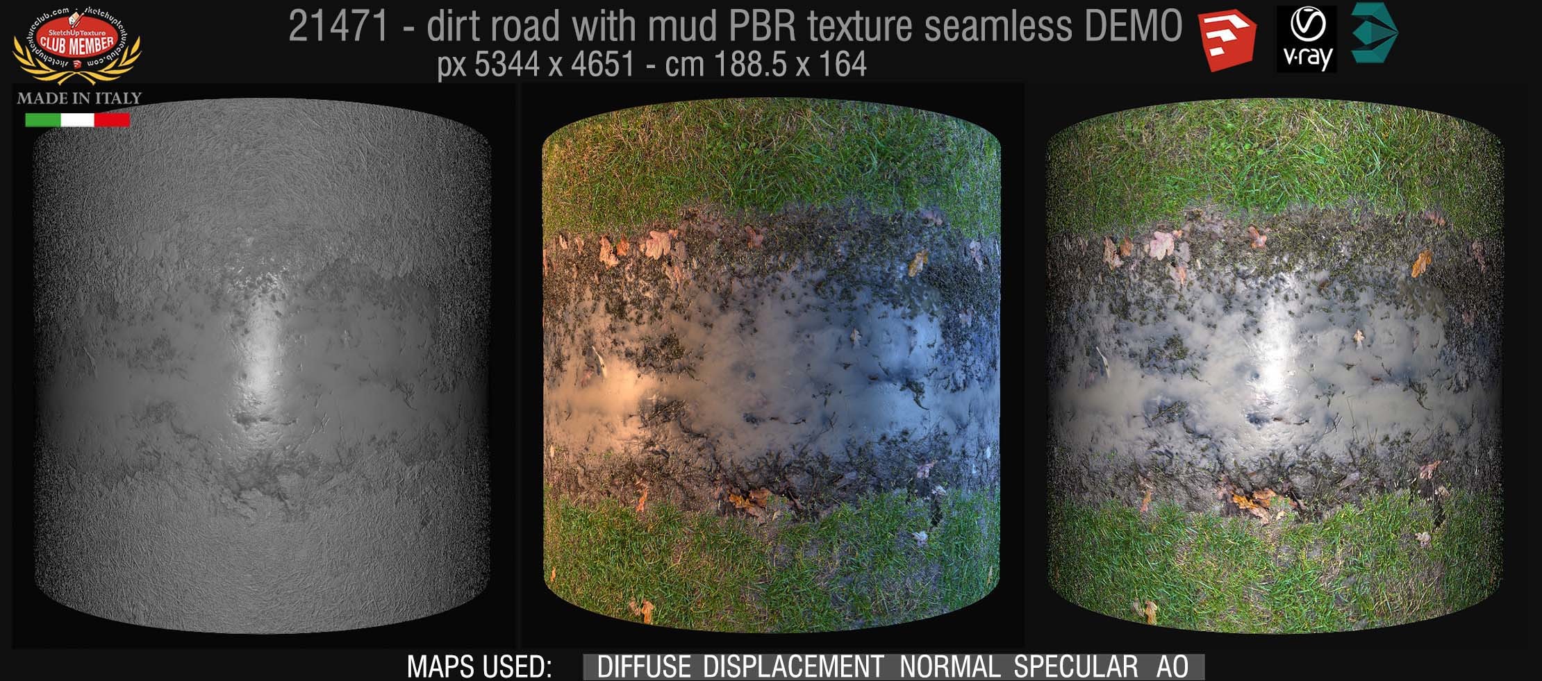 20471  Dirt road with mud PBR texture seamless DEMO