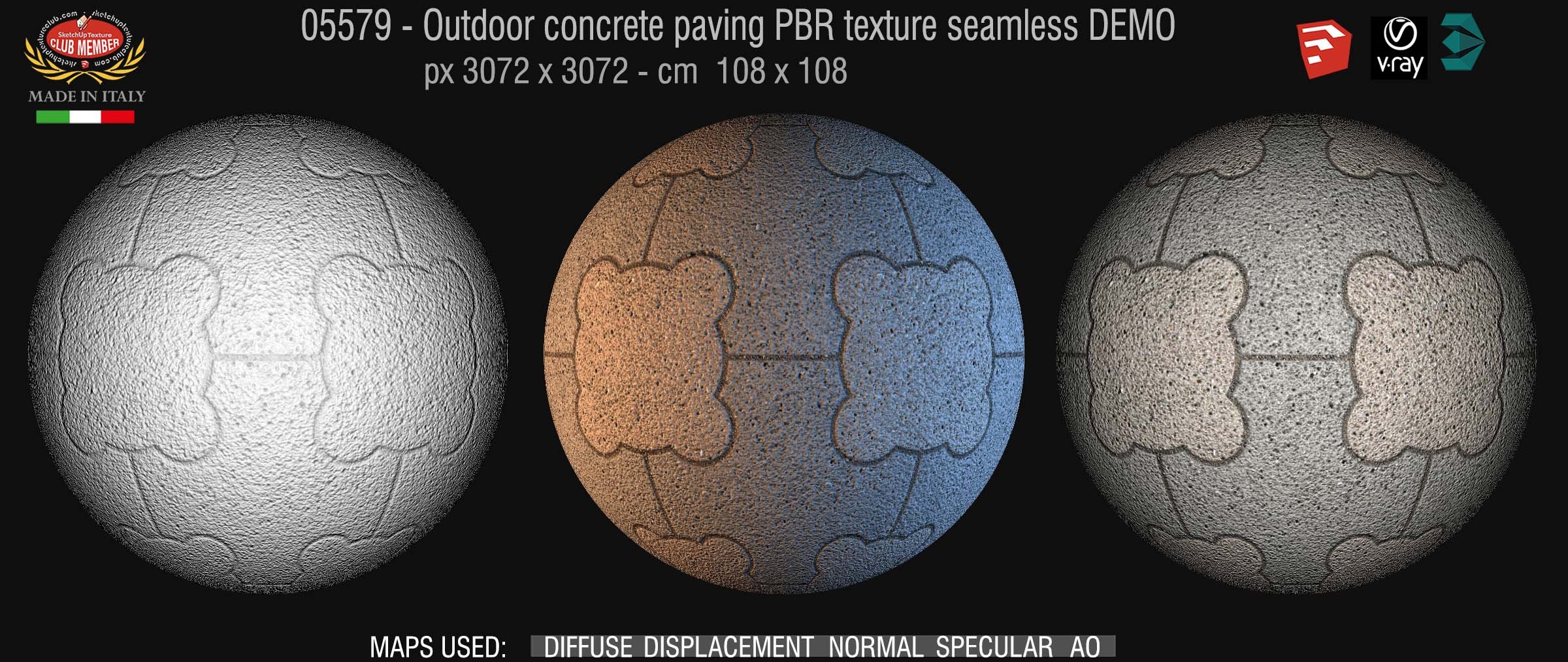 05579 Outdoor concrete paving PBR texture seamless DEMO