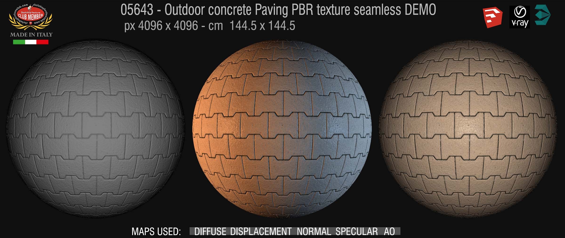05643  Paving outdoor concrete regular block PBR texture seamless DEMO