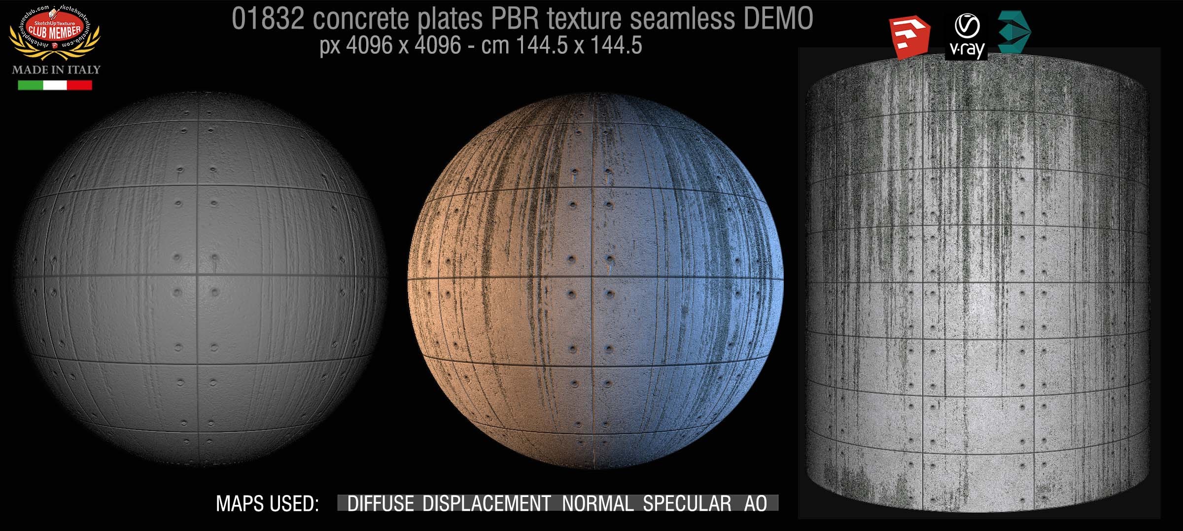 01832  Tadao Ando concrete plates PBR texture seamless DEMO