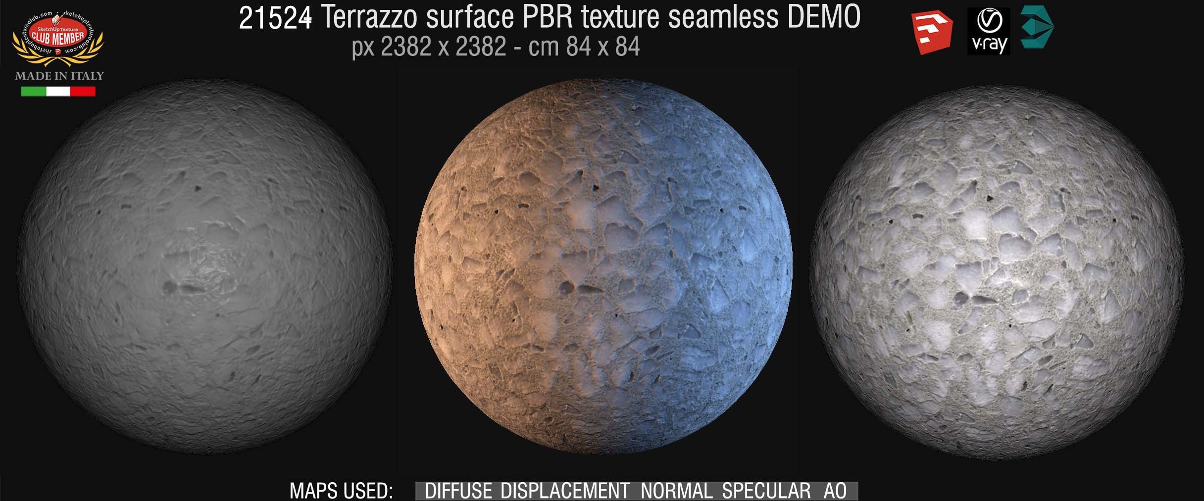 21524 Terrazzo surface PBR texture seamless DEMO