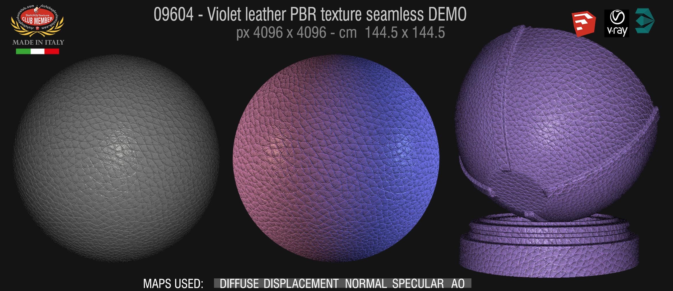 09604 Violet leather PBR texture seamless DEMO