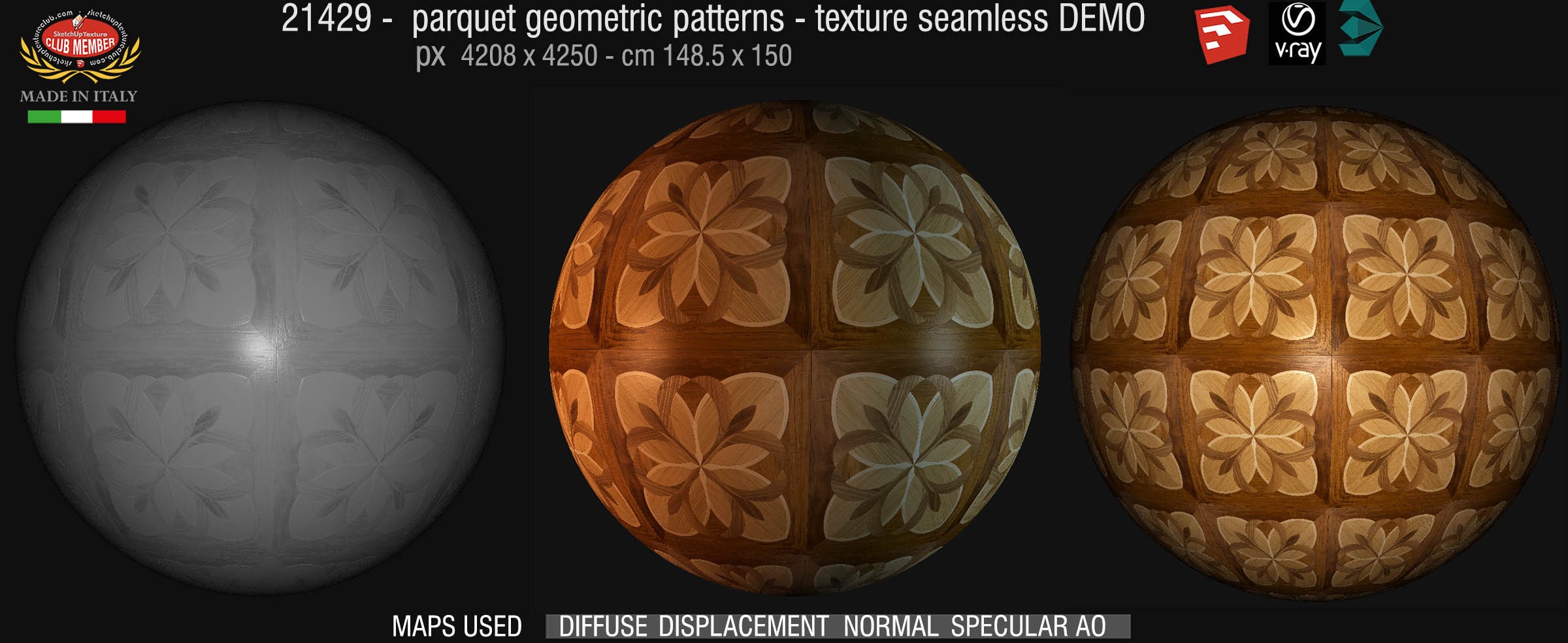 21429 parquet geometric pattern texture seamless + maps DEMO
