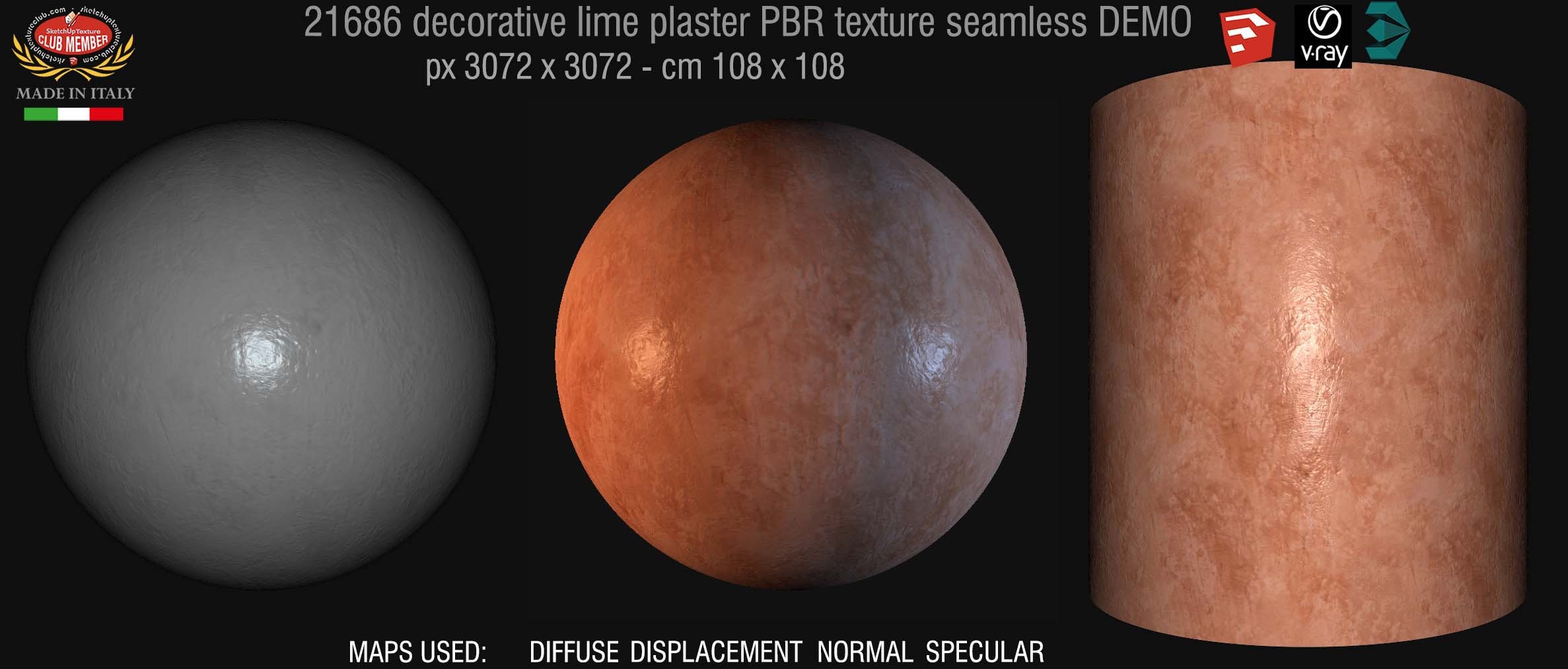 21686 decorative lime plaster PBR texture seamless DEMO